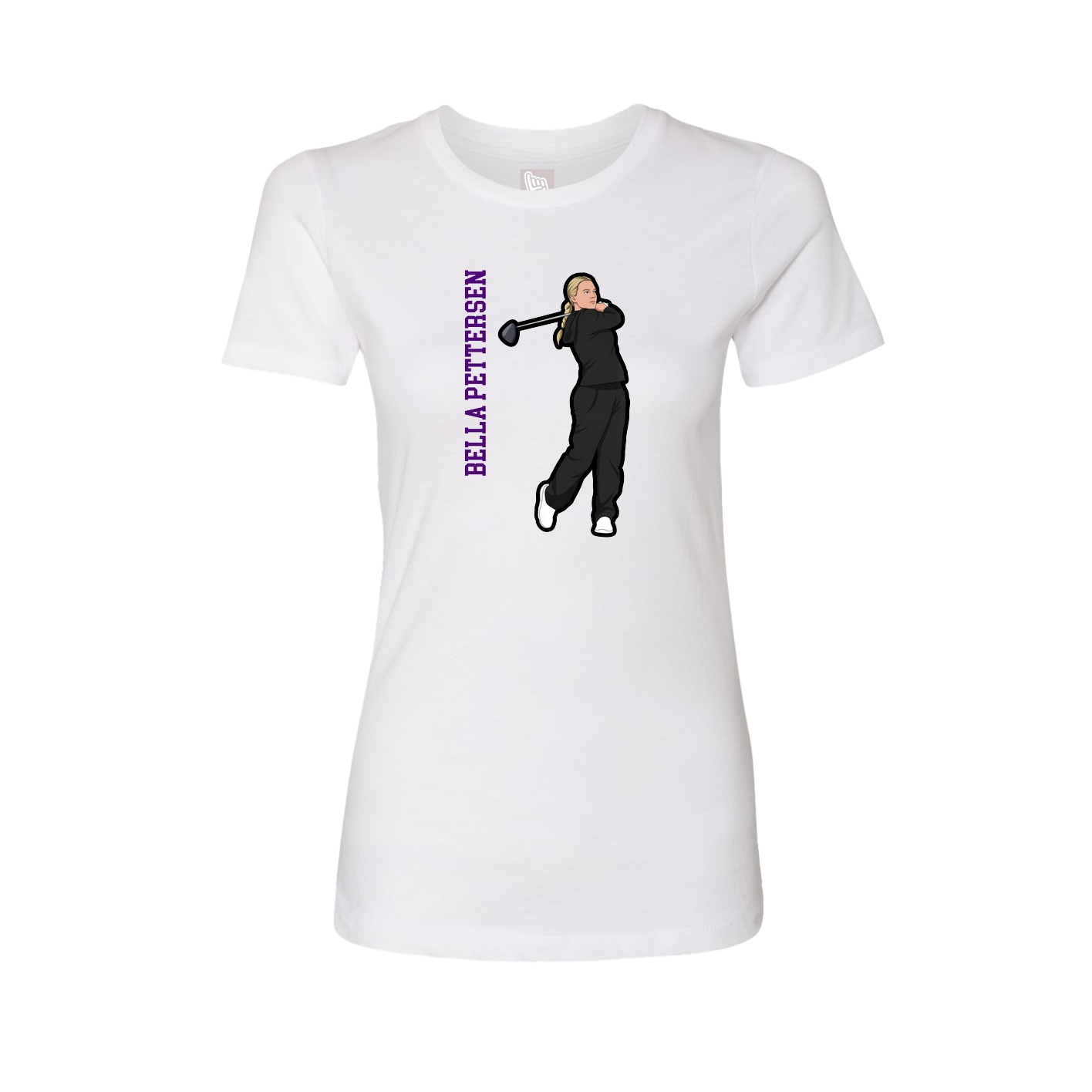 Fitted Women's Tee — Name Vertical in White