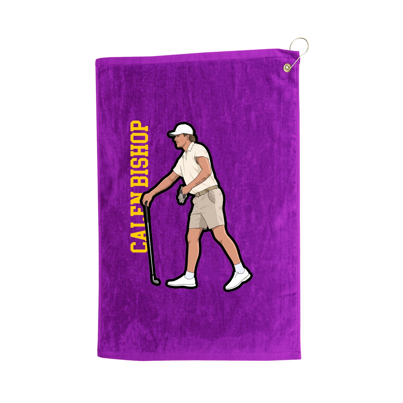Golf Towel — Name Vertical in Purple