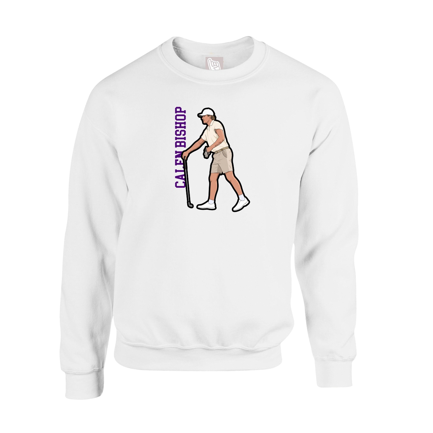 Fleece Crew — Name Vertical in White