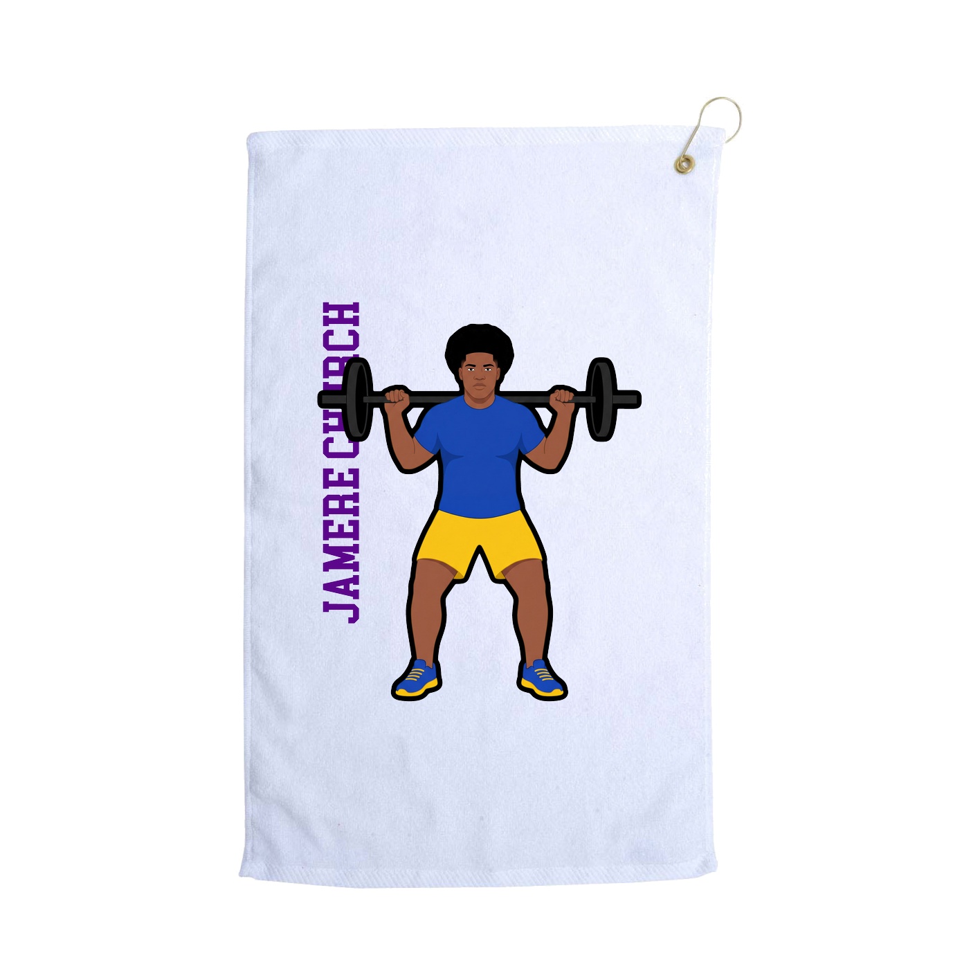 Golf Towel — Name Vertical in White
