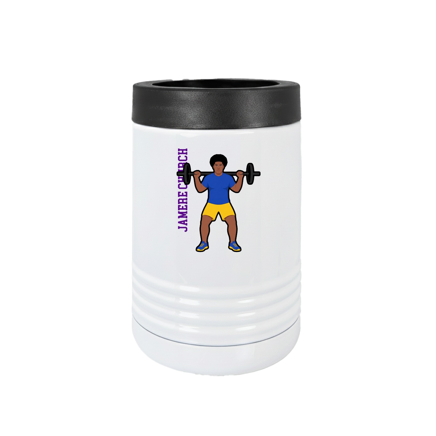 Beverage Holder — Name Vertical in White