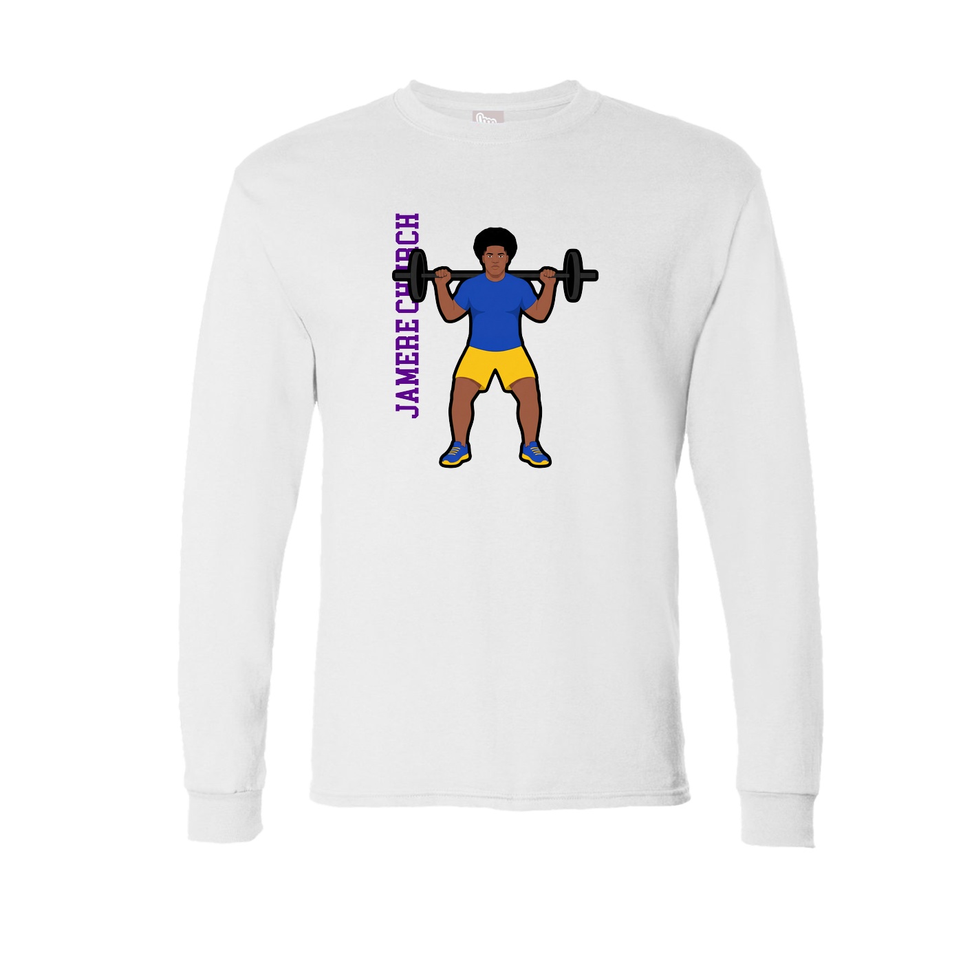 Long Sleeve Tee — Name Vertical in White
