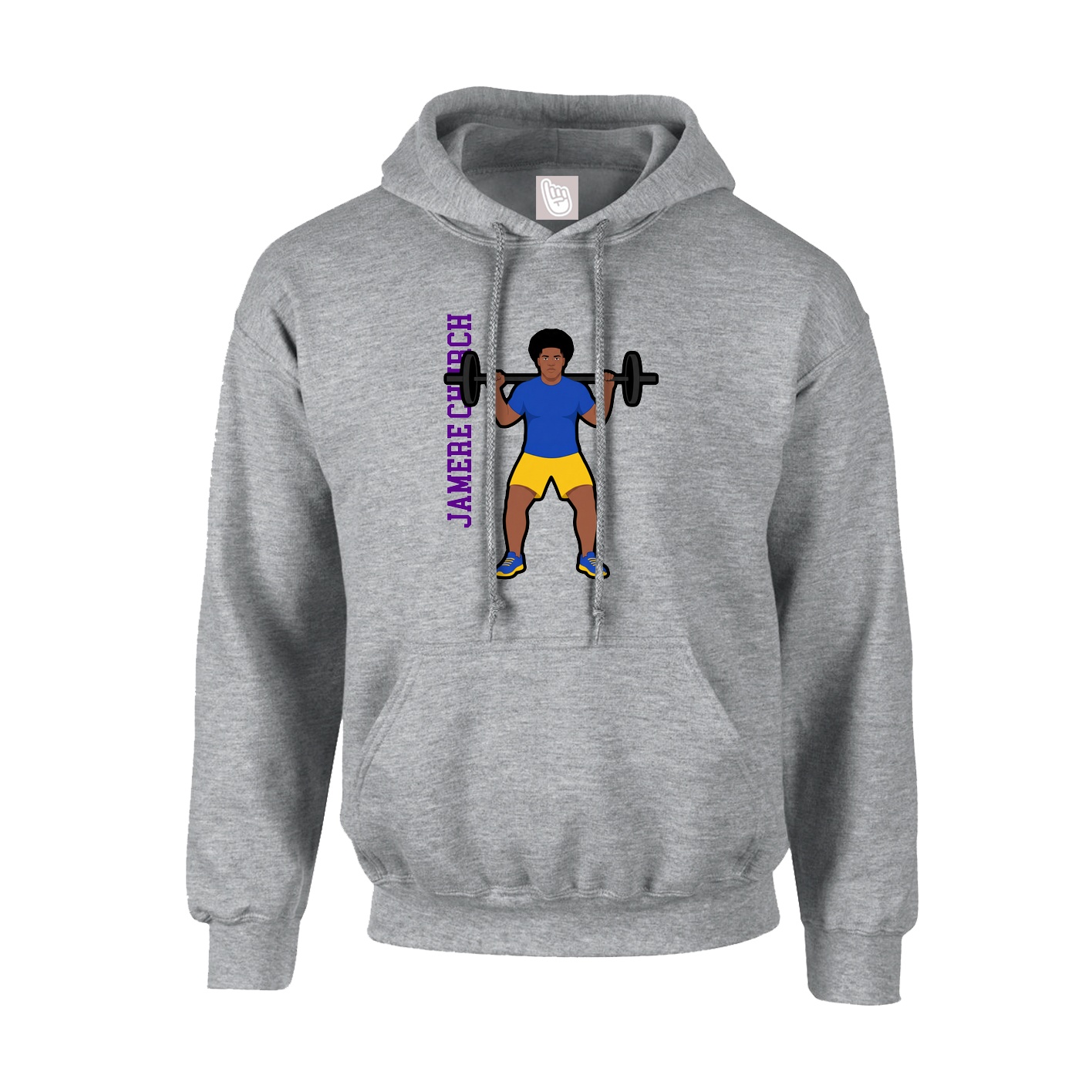 Youth Hoodie — Name Vertical in Grey