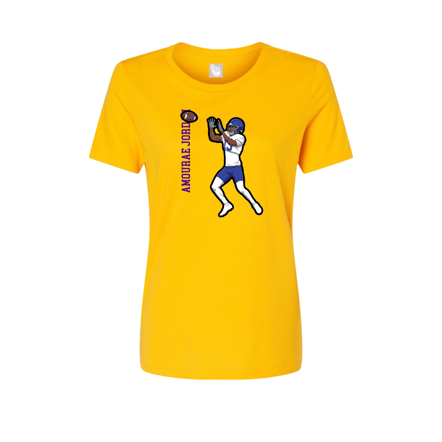 Fitted Women's Tee — Name Vertical in Gold