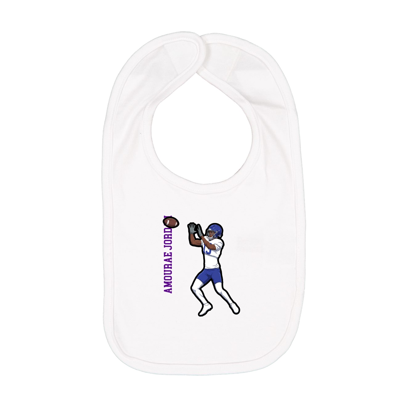 Infant Bib — Name Vertical in White