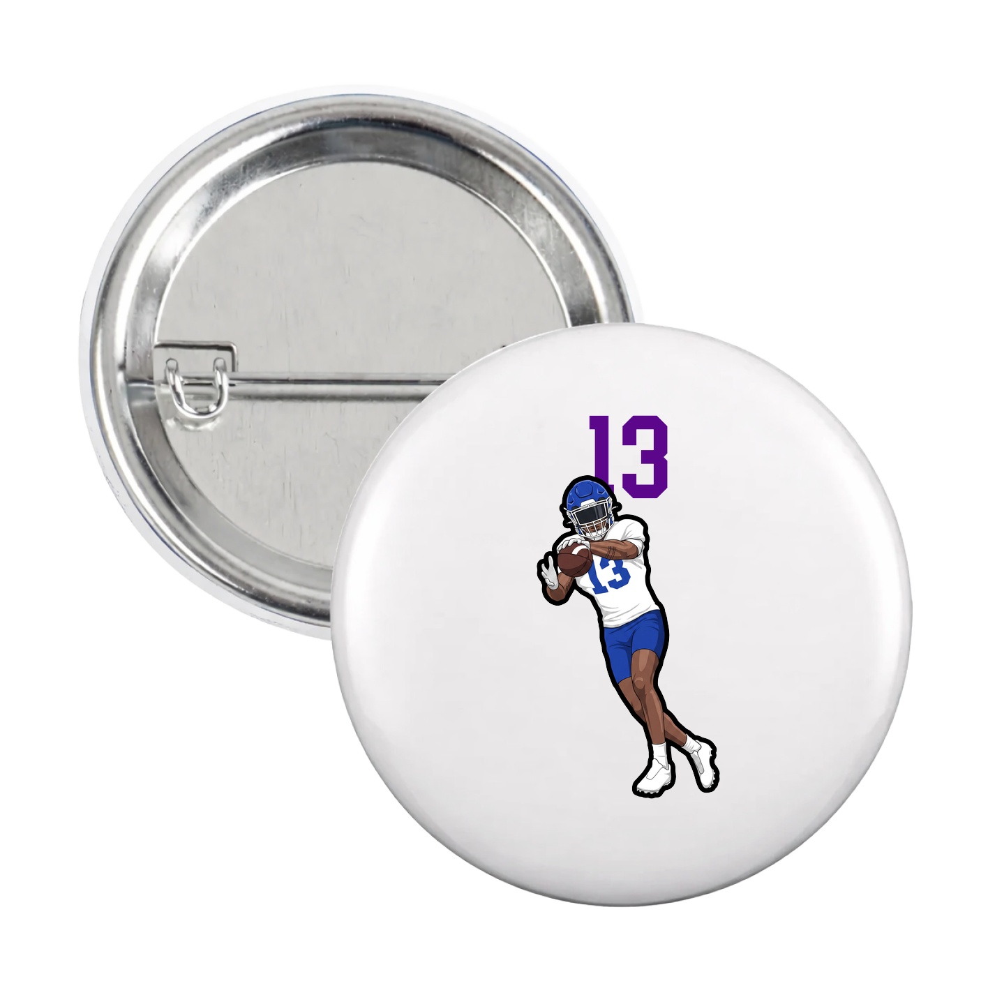 Game Day Button — Number Top in White