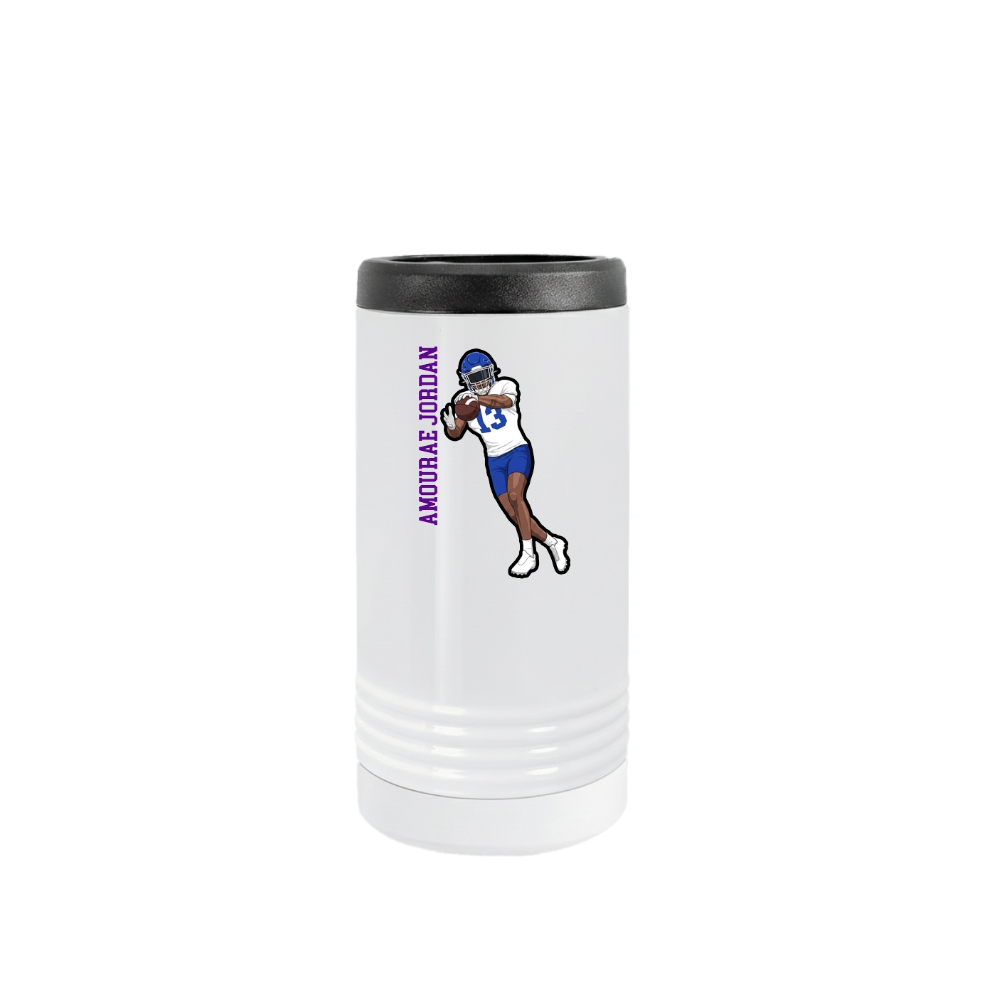 Slim Beverage Holder — Name Vertical in White