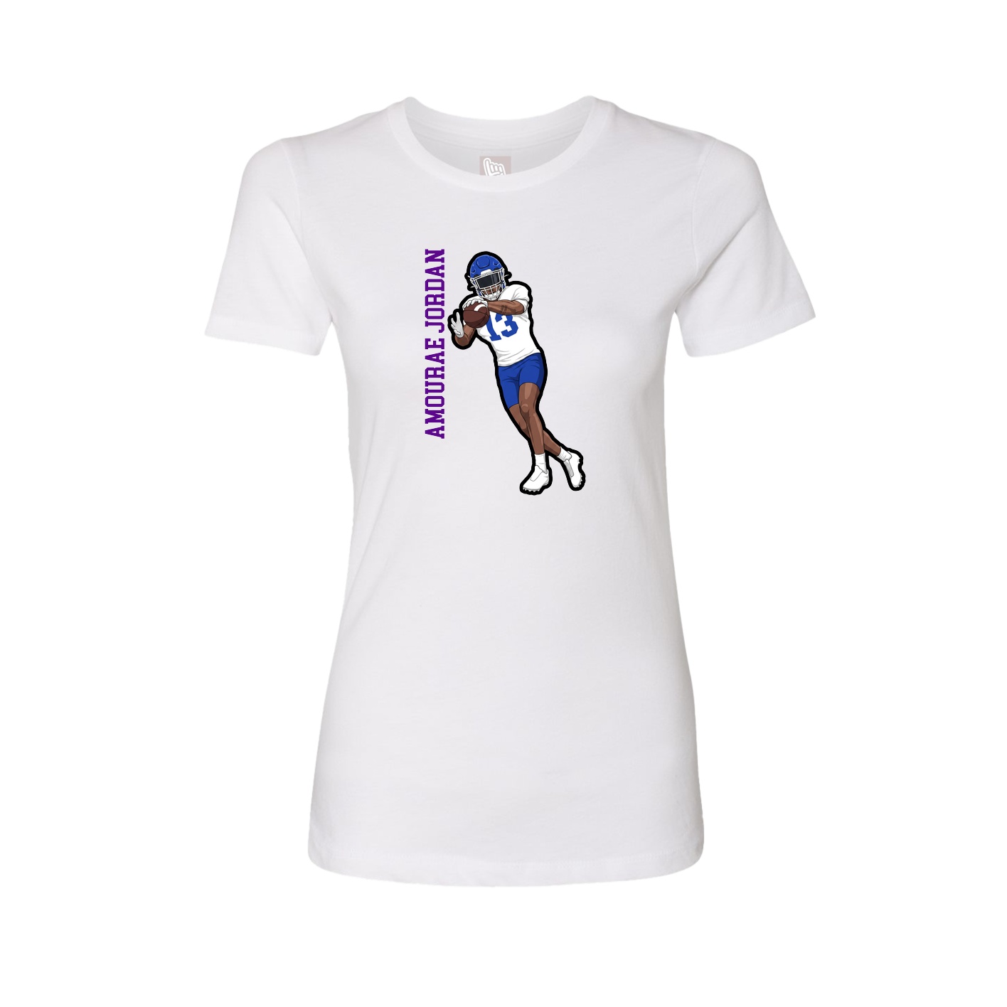 Womens Tee — Name Vertical in White