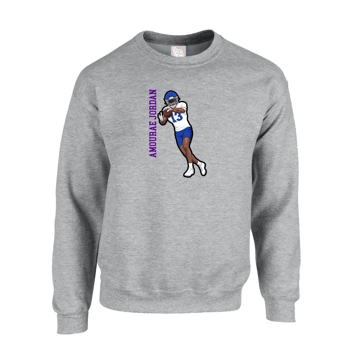 Fleece Crew — Name Vertical in Grey