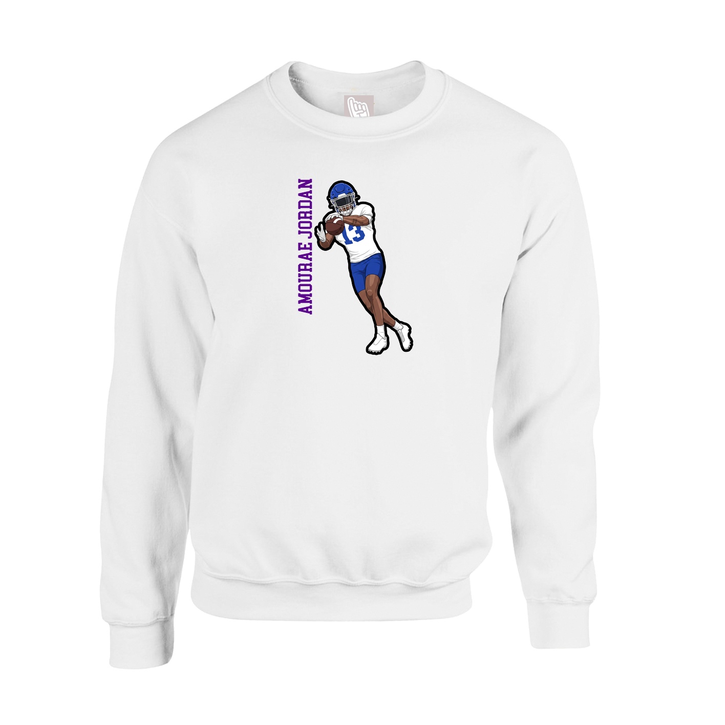 Fleece Crew — Name Vertical in White