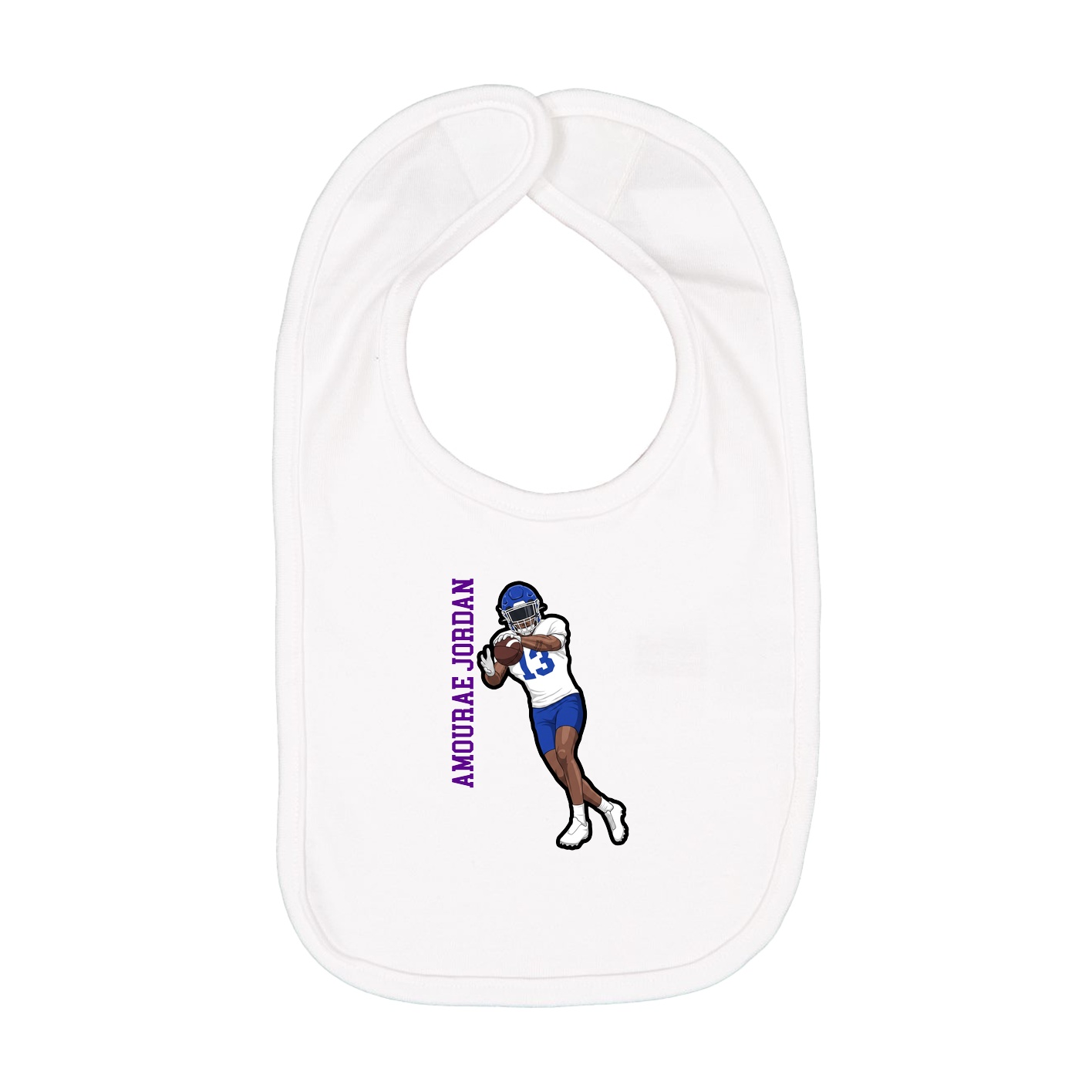 Infant Bib — Name Vertical in White