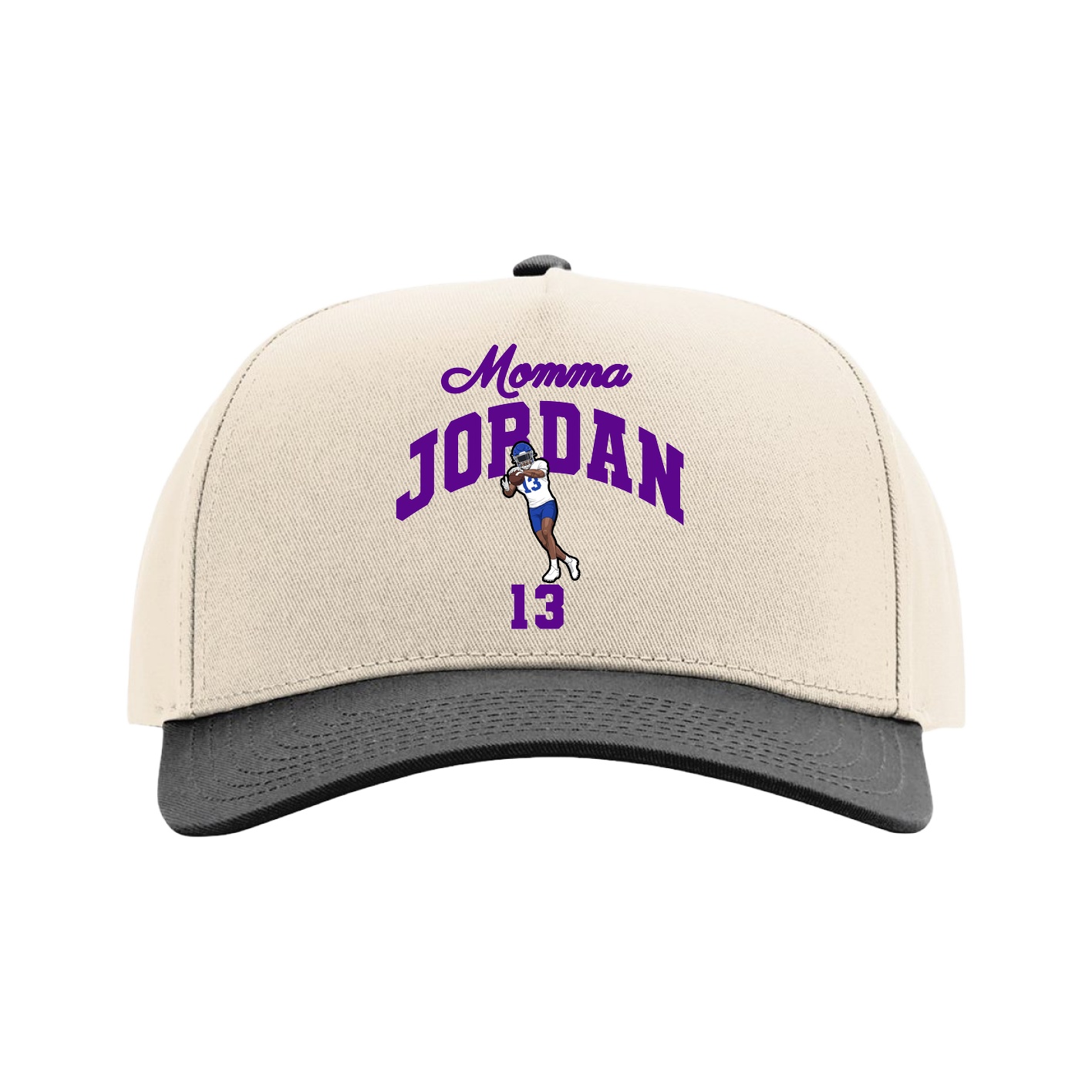 Full Fabric Five-Panel Champ Cap — Mothers Day Arch in Cream/Black