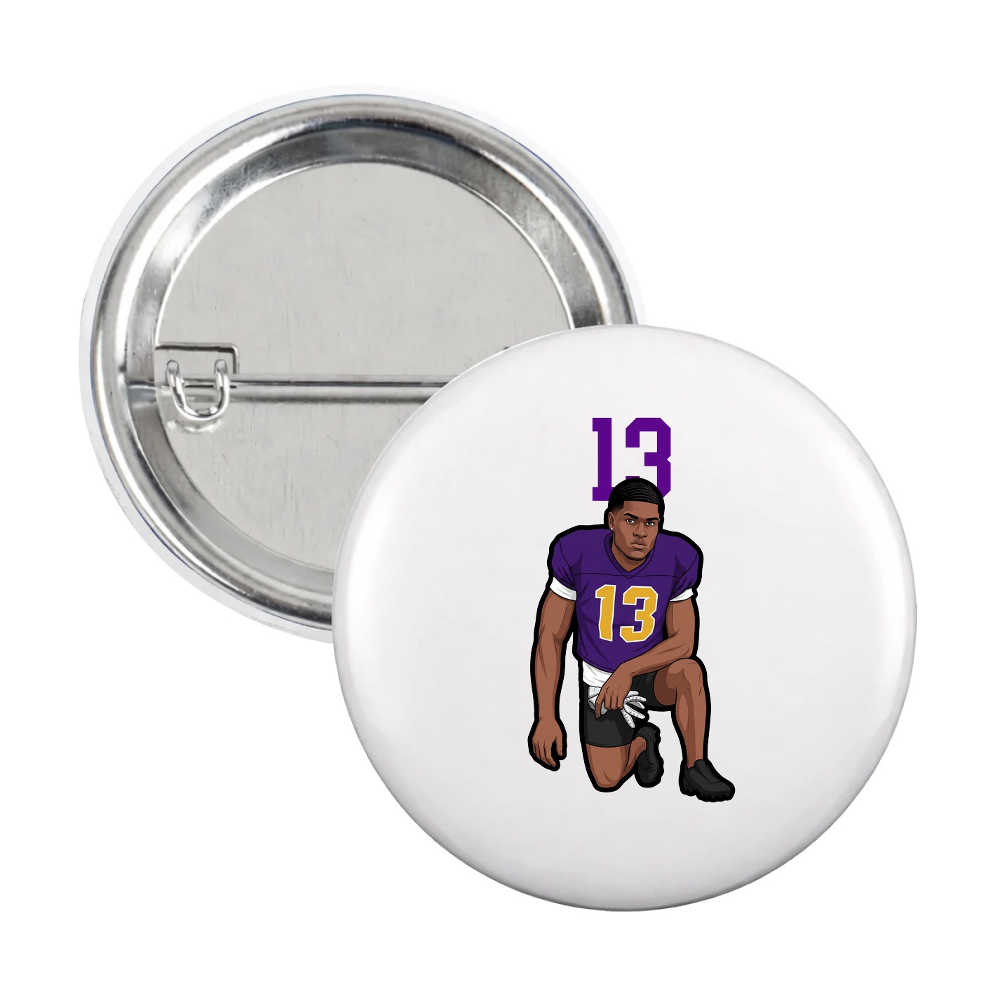 Game Day Button — Number Top in White