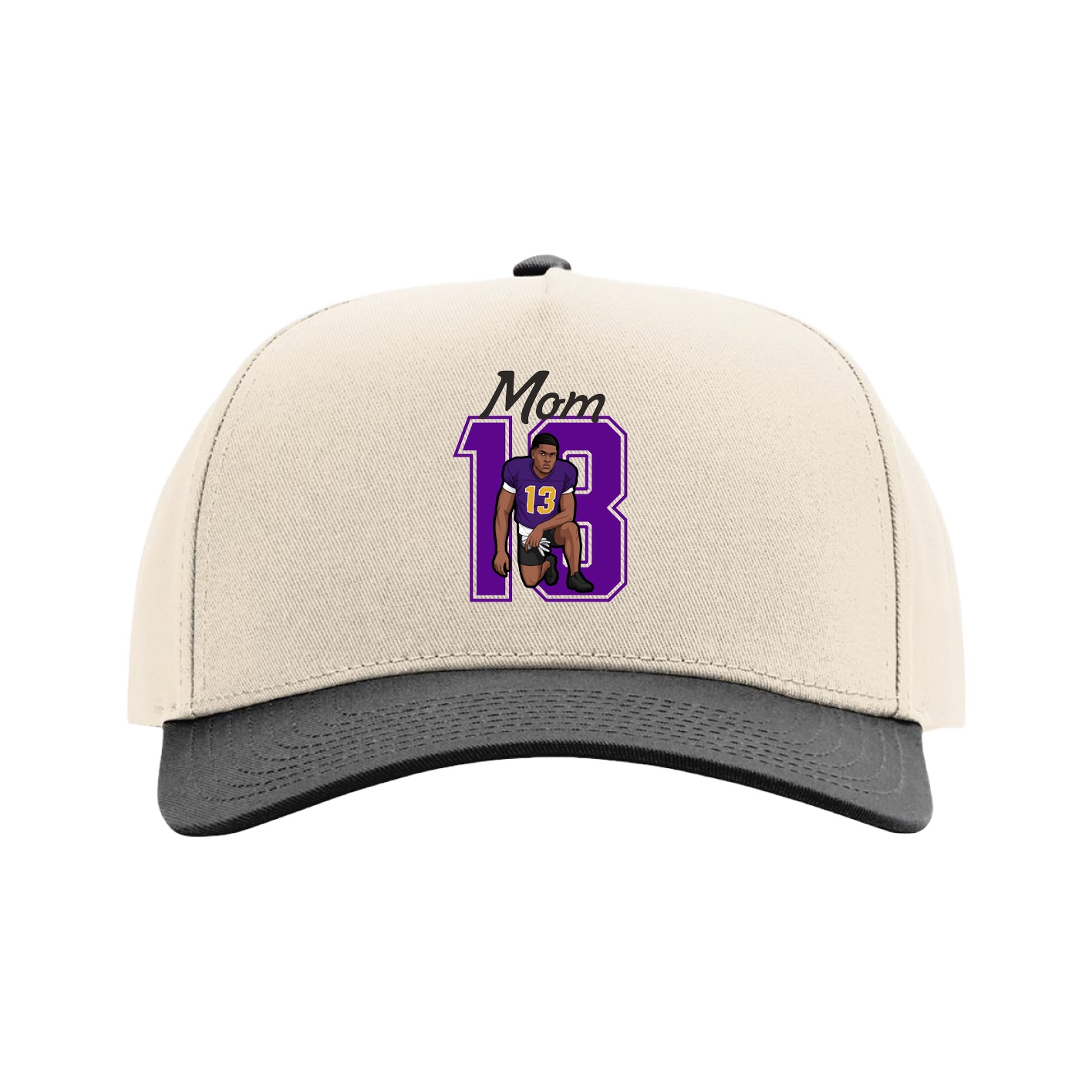 Full Fabric Five-Panel Champ Cap — Mothers Day Shirsey in Cream/Black