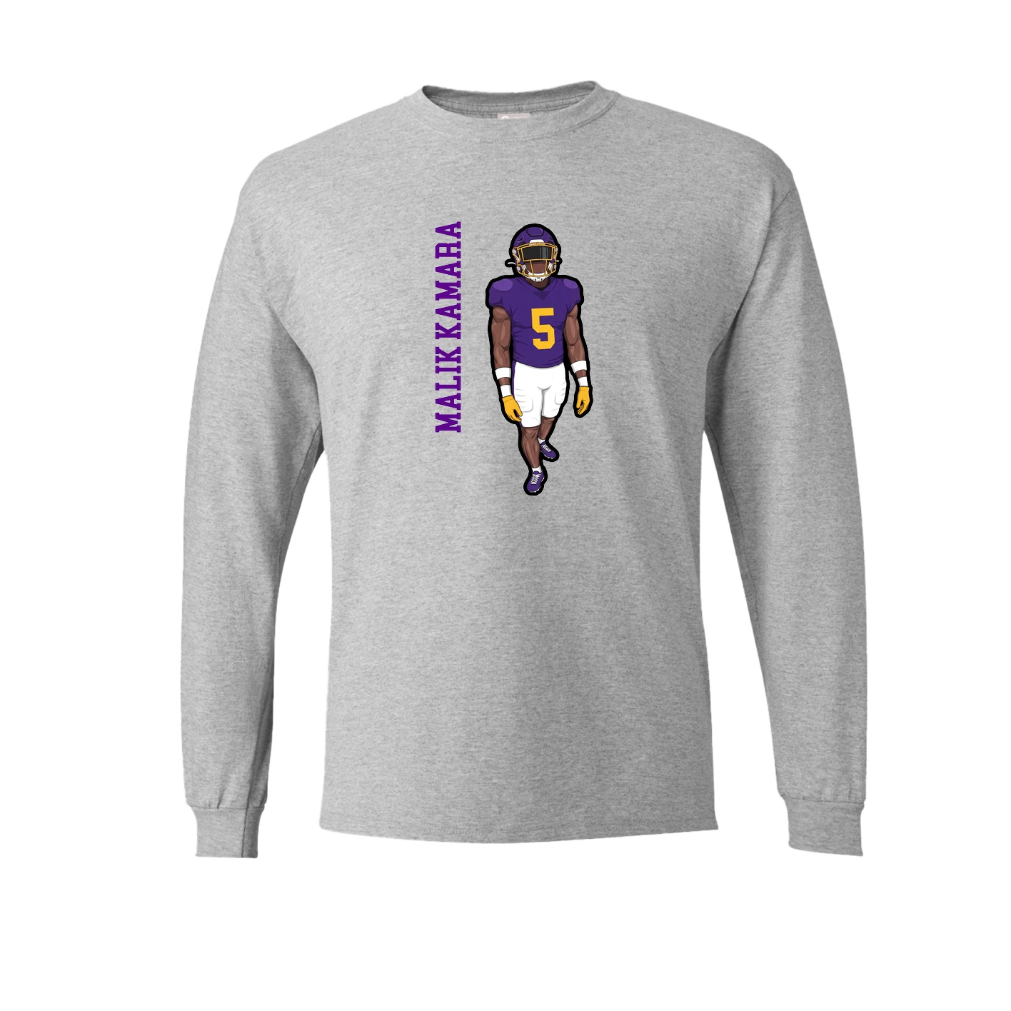 Long Sleeve Tee — Name Vertical in Grey