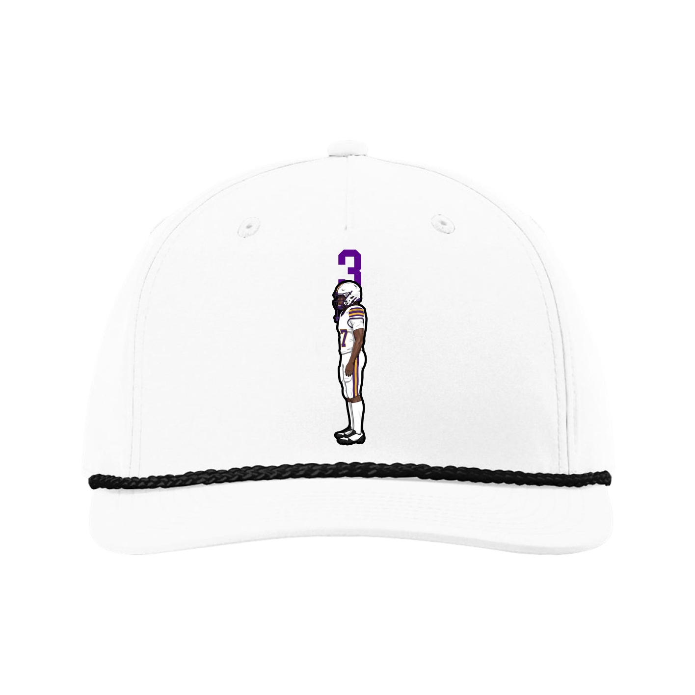 Five-Panel Classic Rope Cap — Number Top in White
