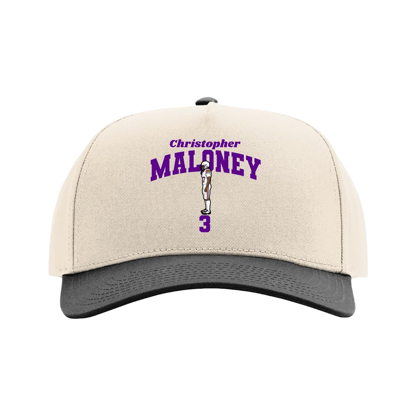 Full Fabric Five-Panel Champ Cap — Signature Arch in Cream/Black