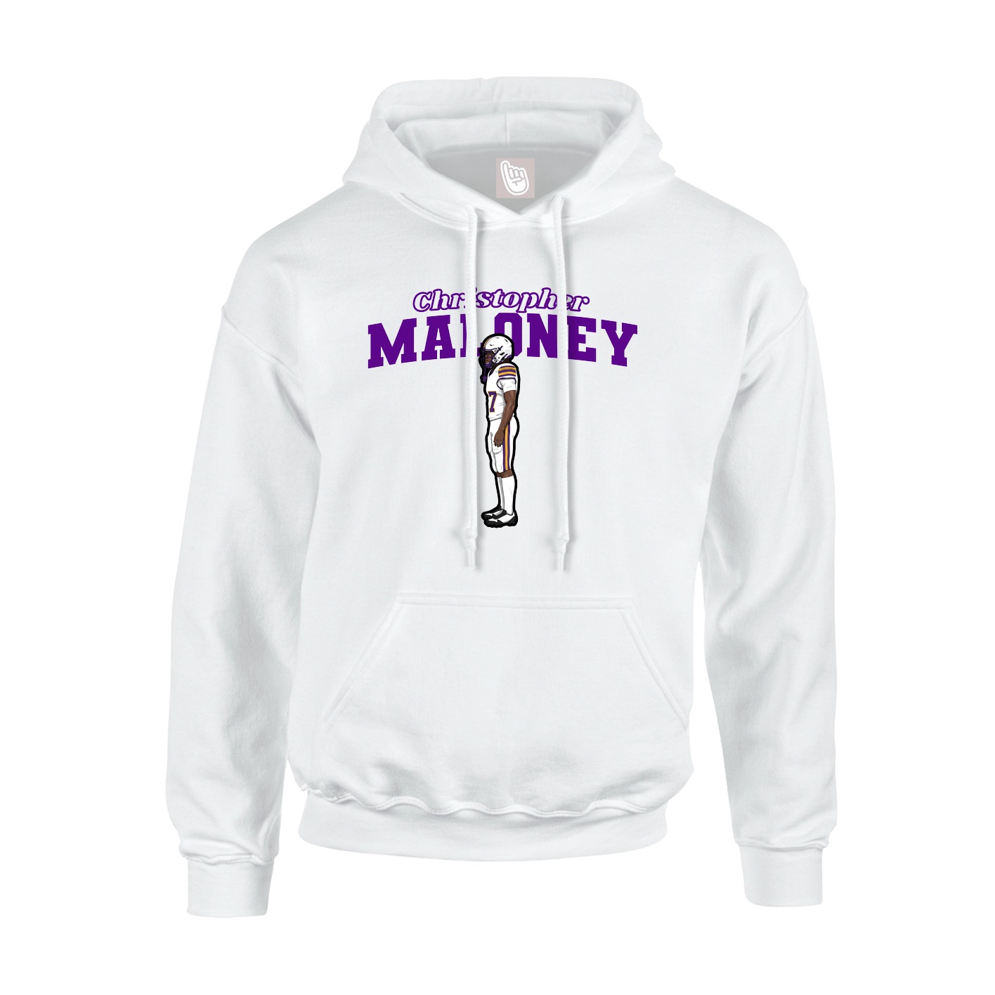 Youth Hoodie — Name Arch in White