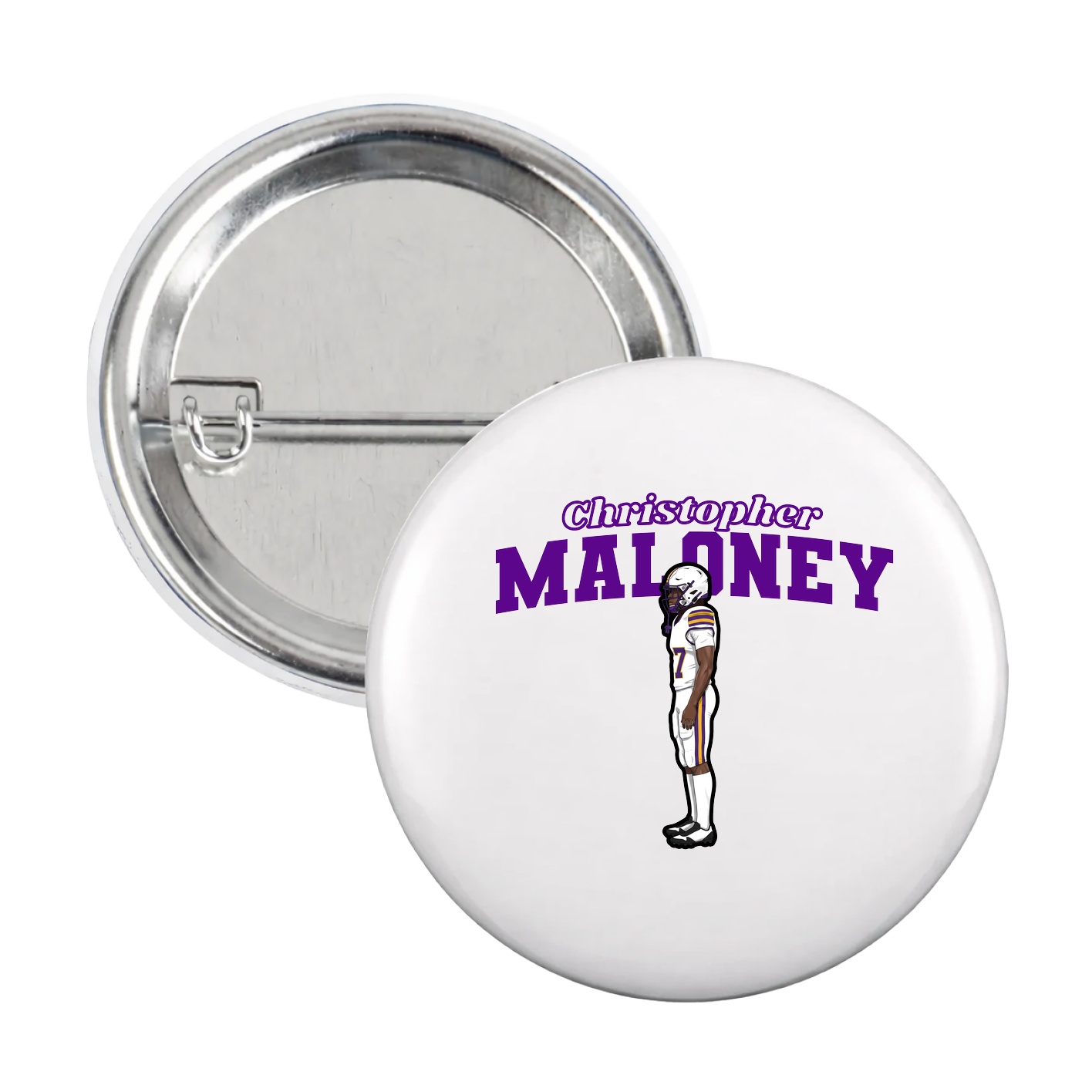 Game Day Button — Name Arch in White