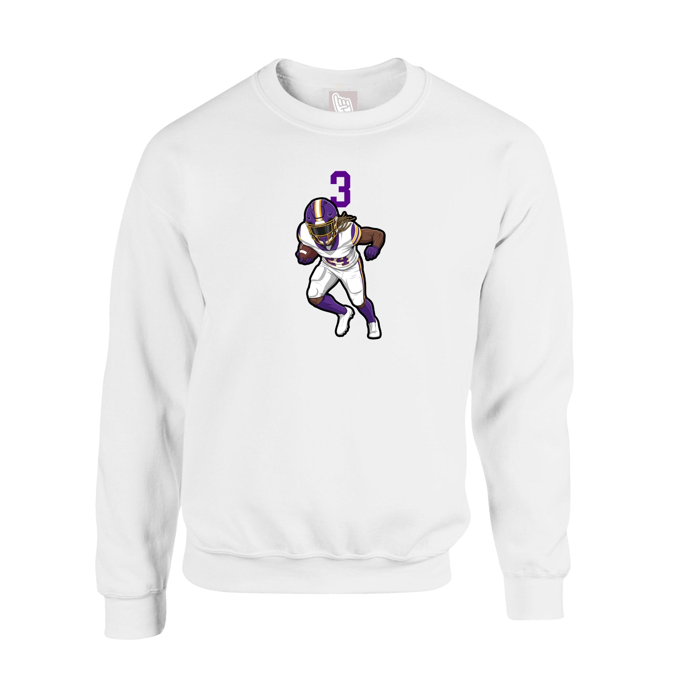 Fleece Crew — Number Top in White