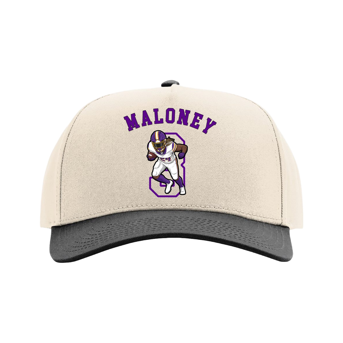 Full Fabric Five-Panel Champ Cap — Shirsey Arch in Cream/Black
