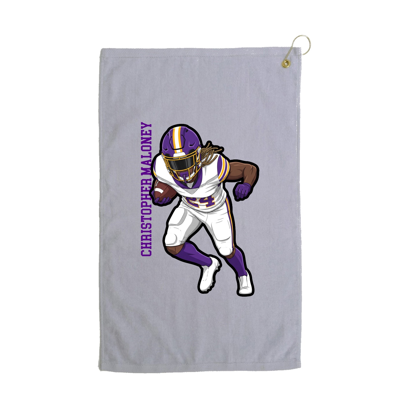 Golf Towel — Name Vertical in Grey