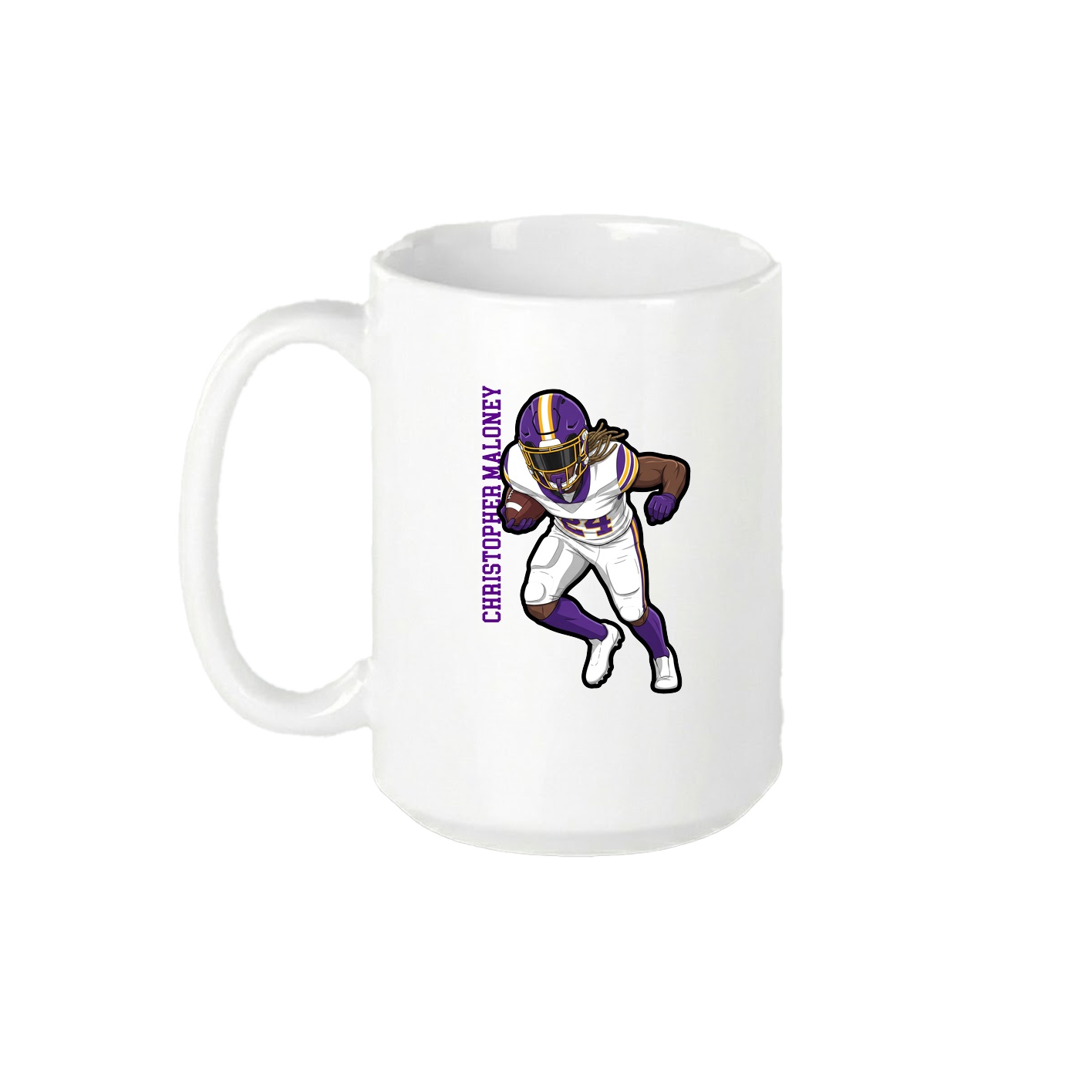15oz Coffee Mug — Name Vertical in White
