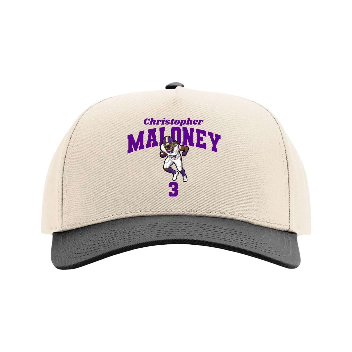 Full Fabric Five-Panel Champ Cap — Signature Arch in Cream/Black