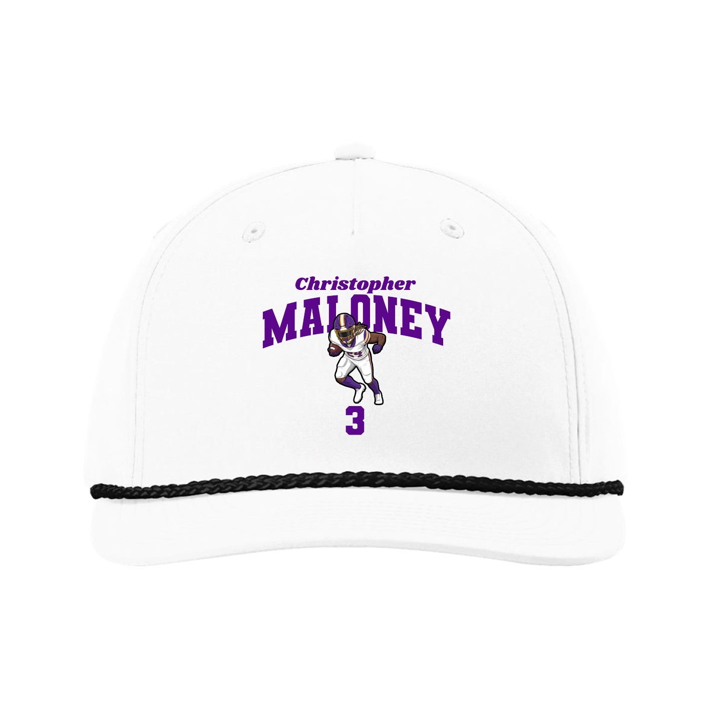 Five-Panel Classic Rope Cap — Signature Arch in White