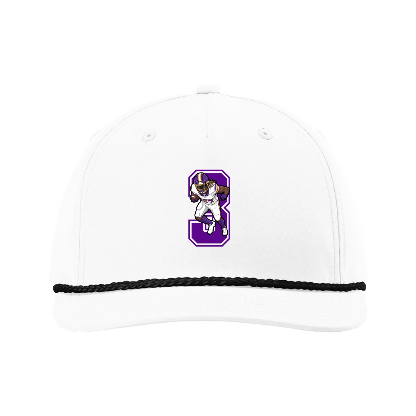 Five-Panel Classic Rope Cap — Number in White