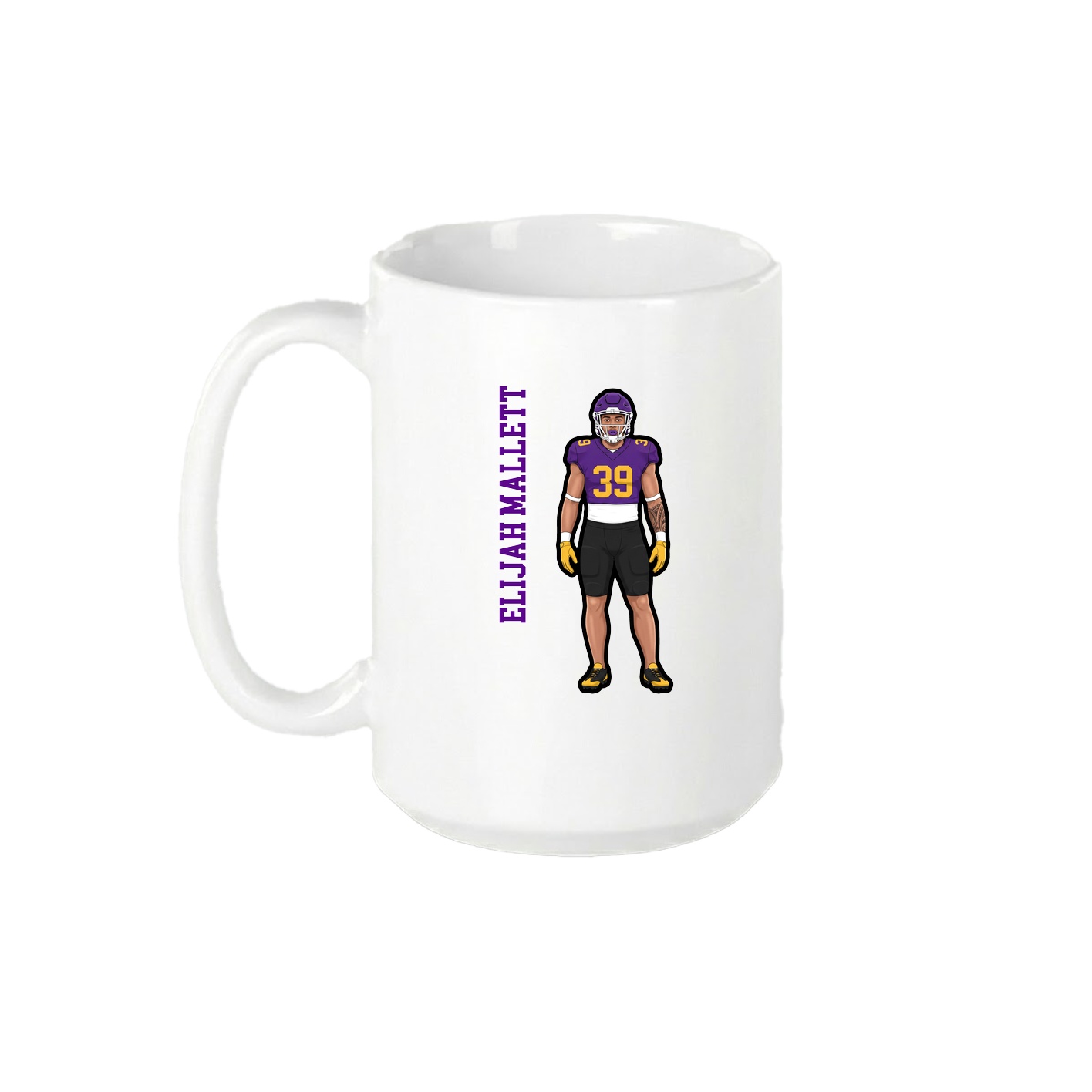 15oz Coffee Mug — Name Vertical in White