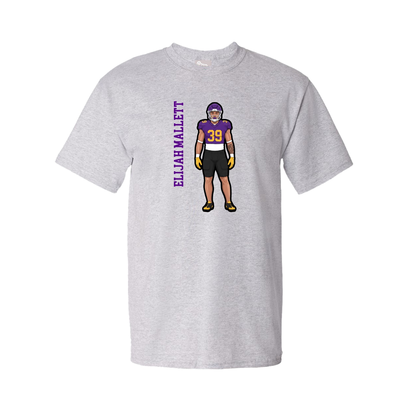 Youth Tee — Name Vertical in Grey
