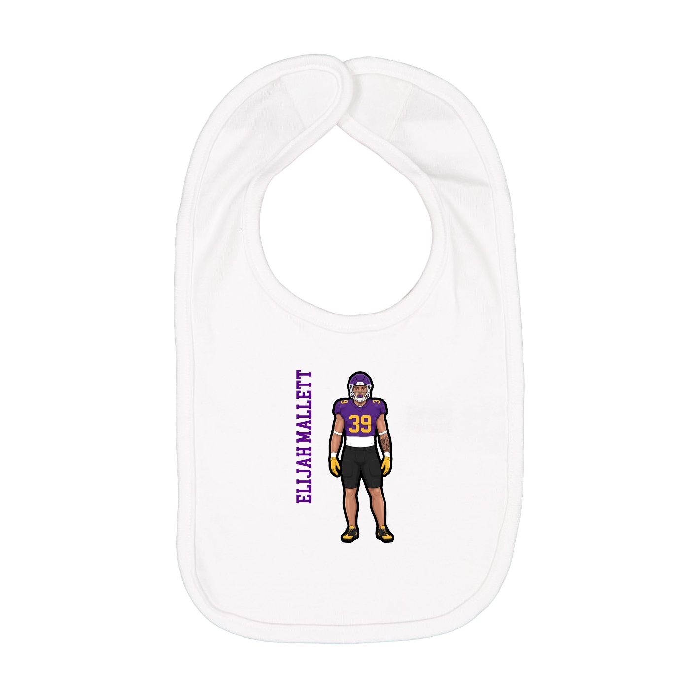 Infant Bib — Name Vertical in White