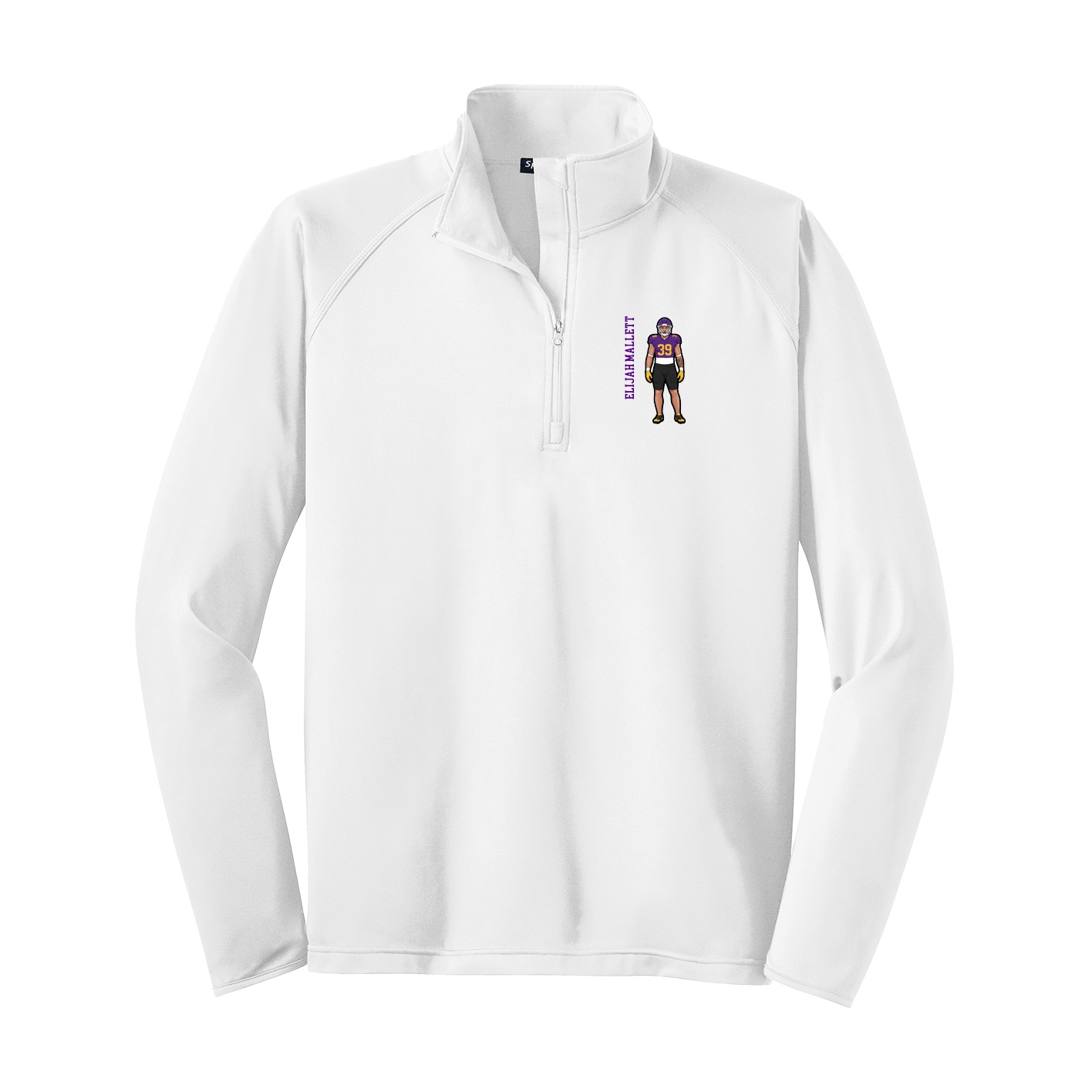 Q-Zip Pullover — Name Vertical in White