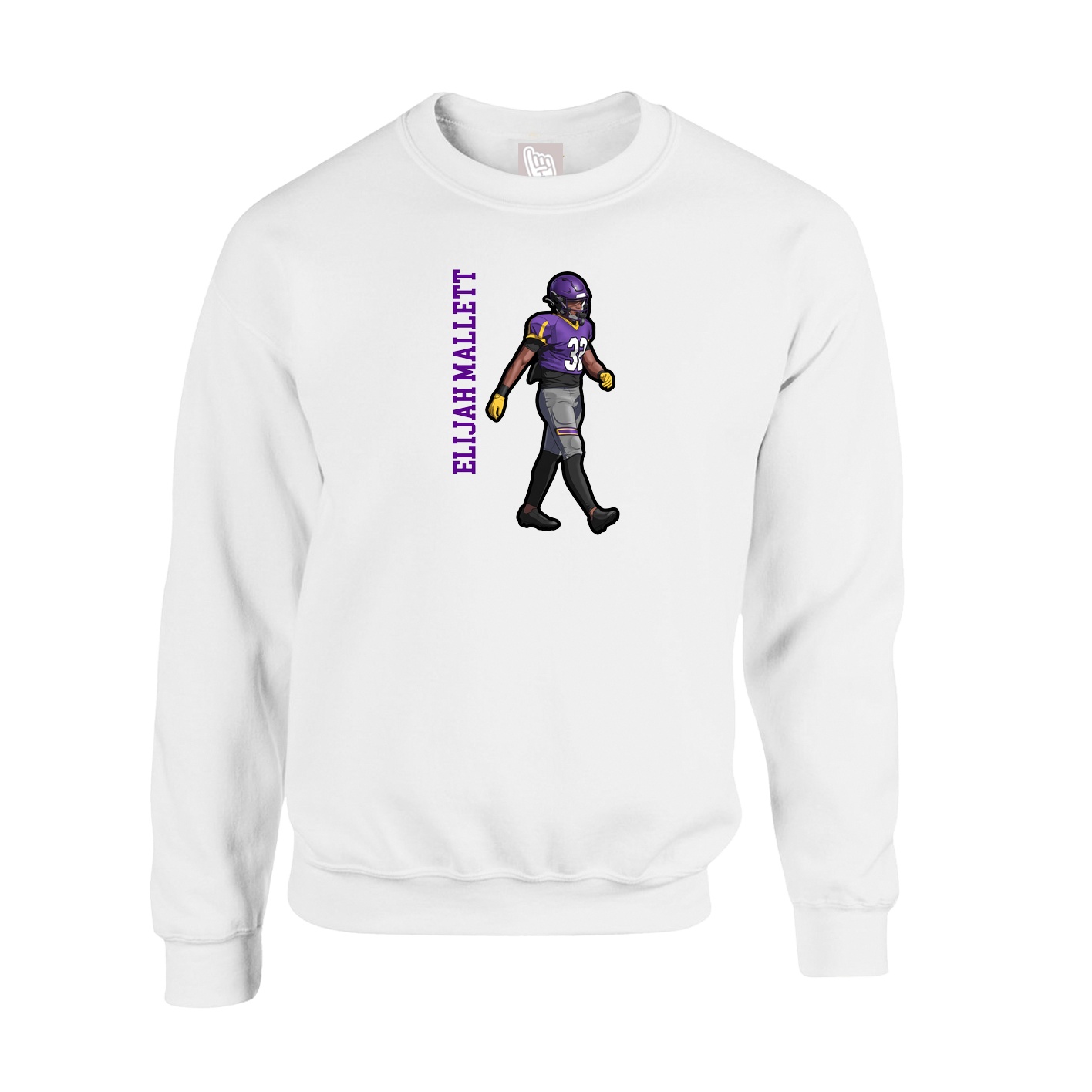 Fleece Crew — Name Vertical in White