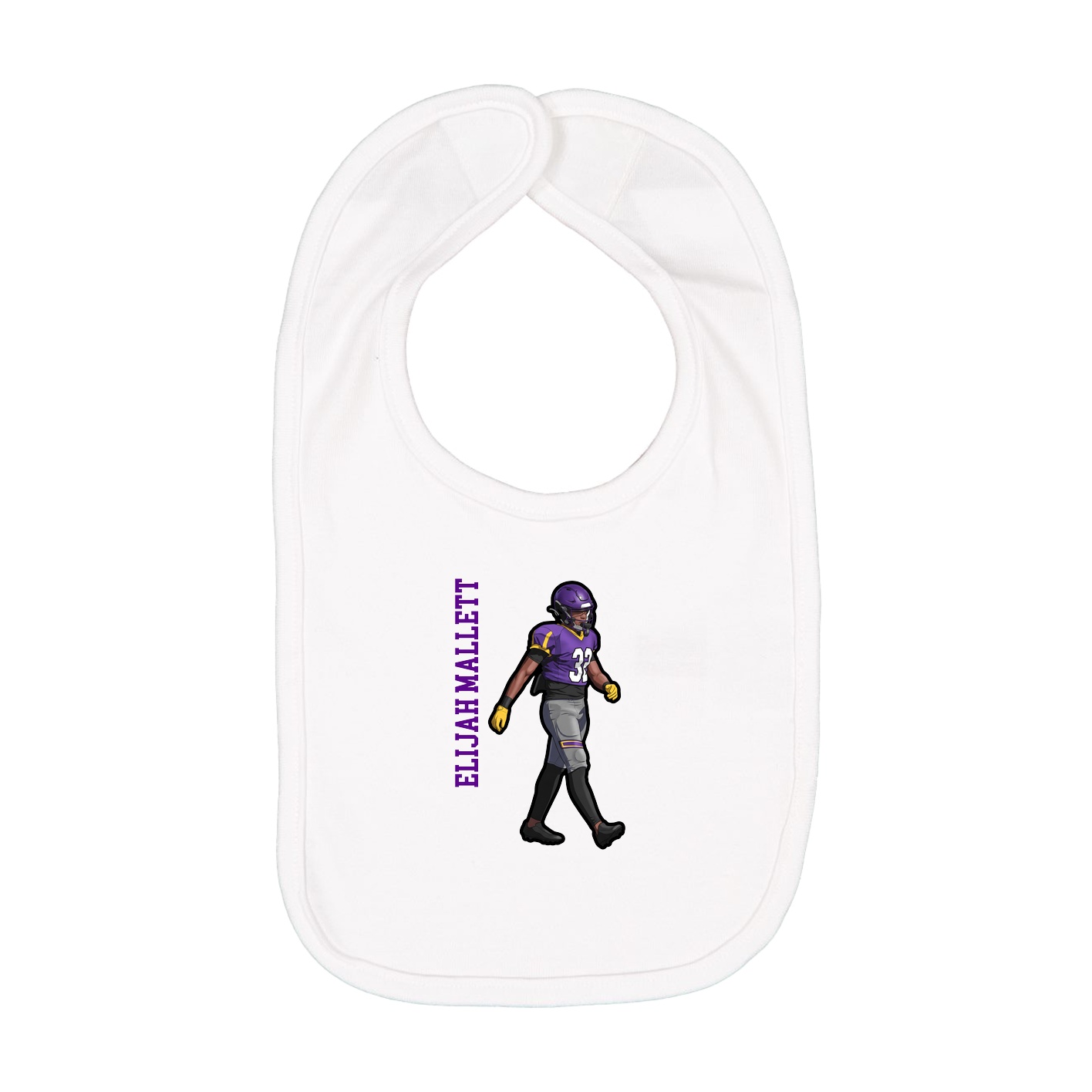 Infant Bib — Name Vertical in White