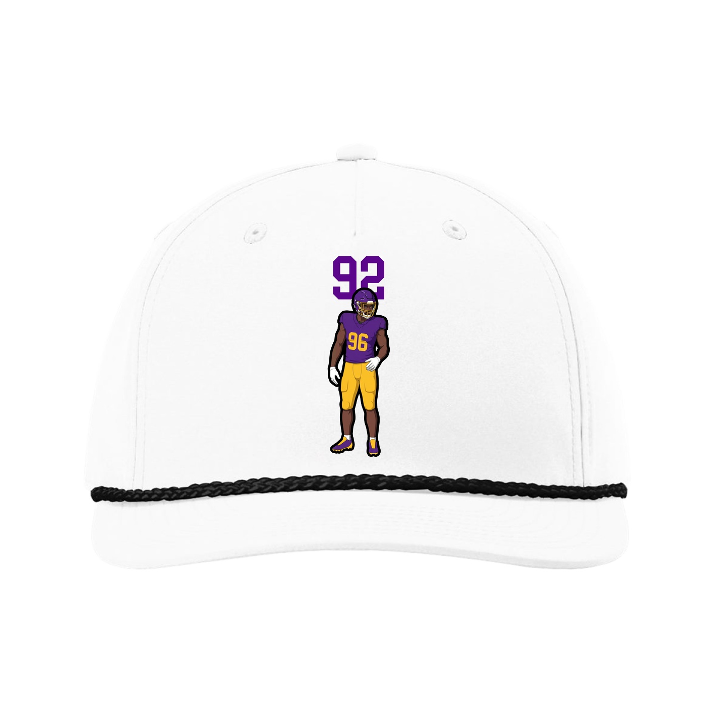 Five-Panel Classic Rope Cap — Number Top in White