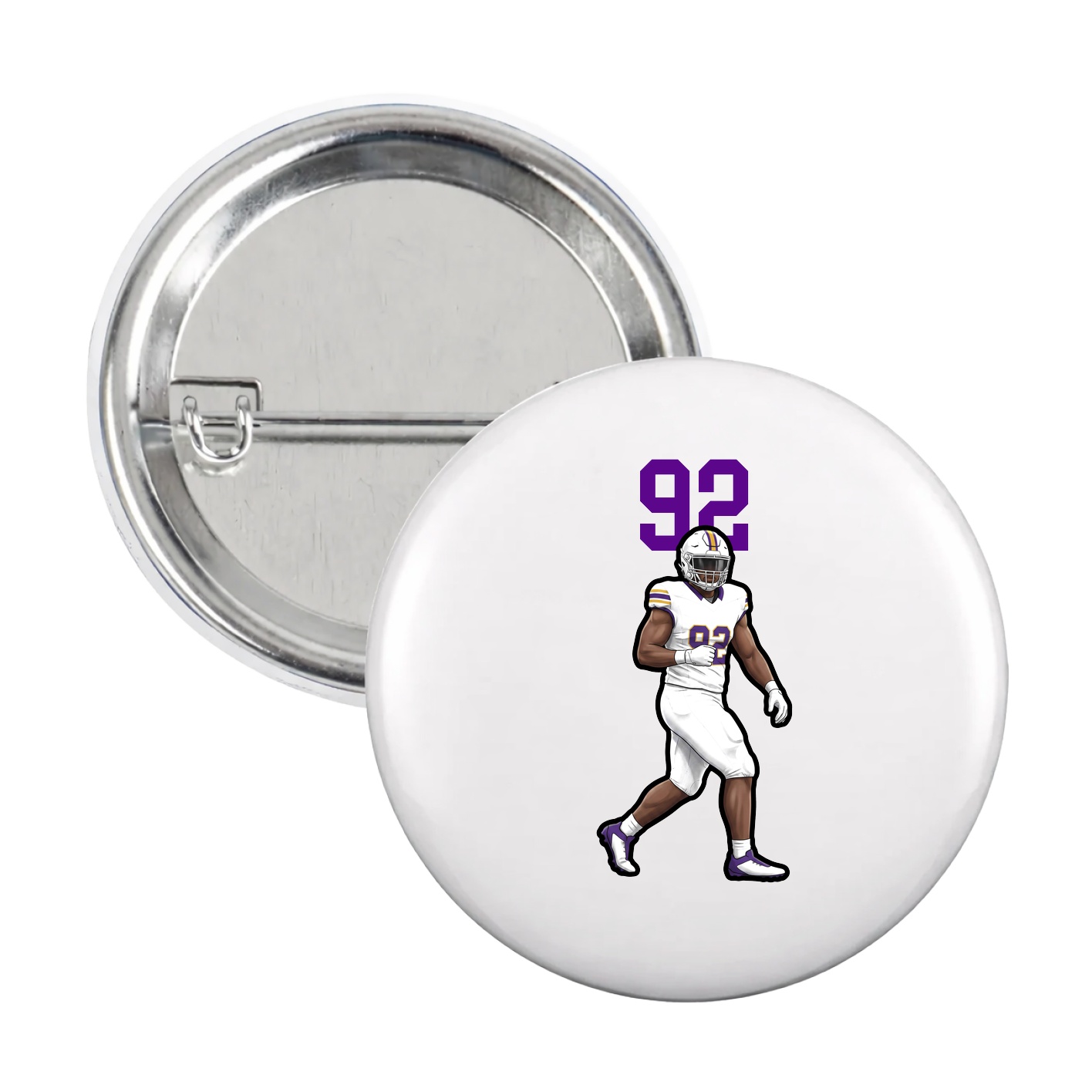 Game Day Button — Number Top in White
