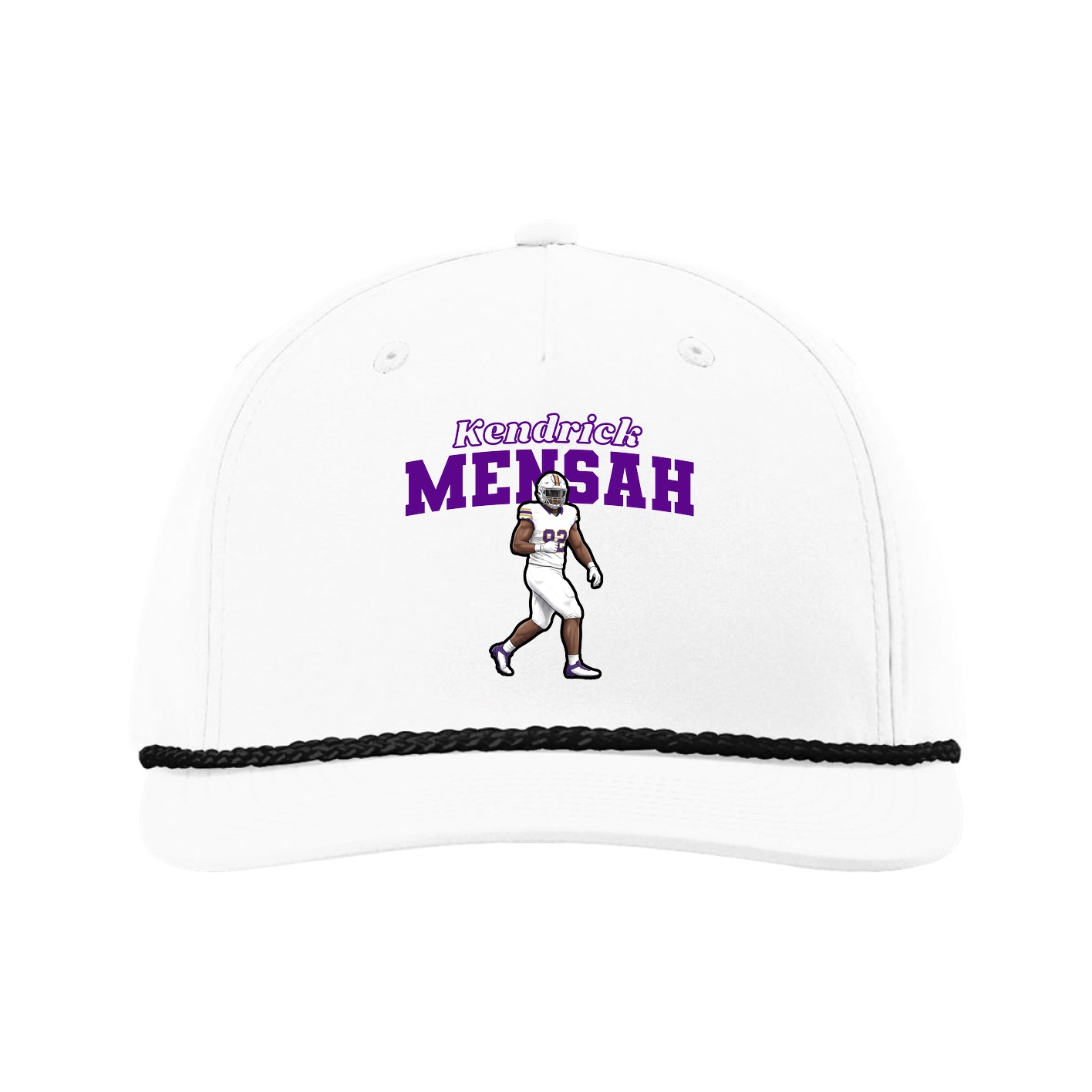 Five-Panel Classic Rope Cap — Name Arch in White