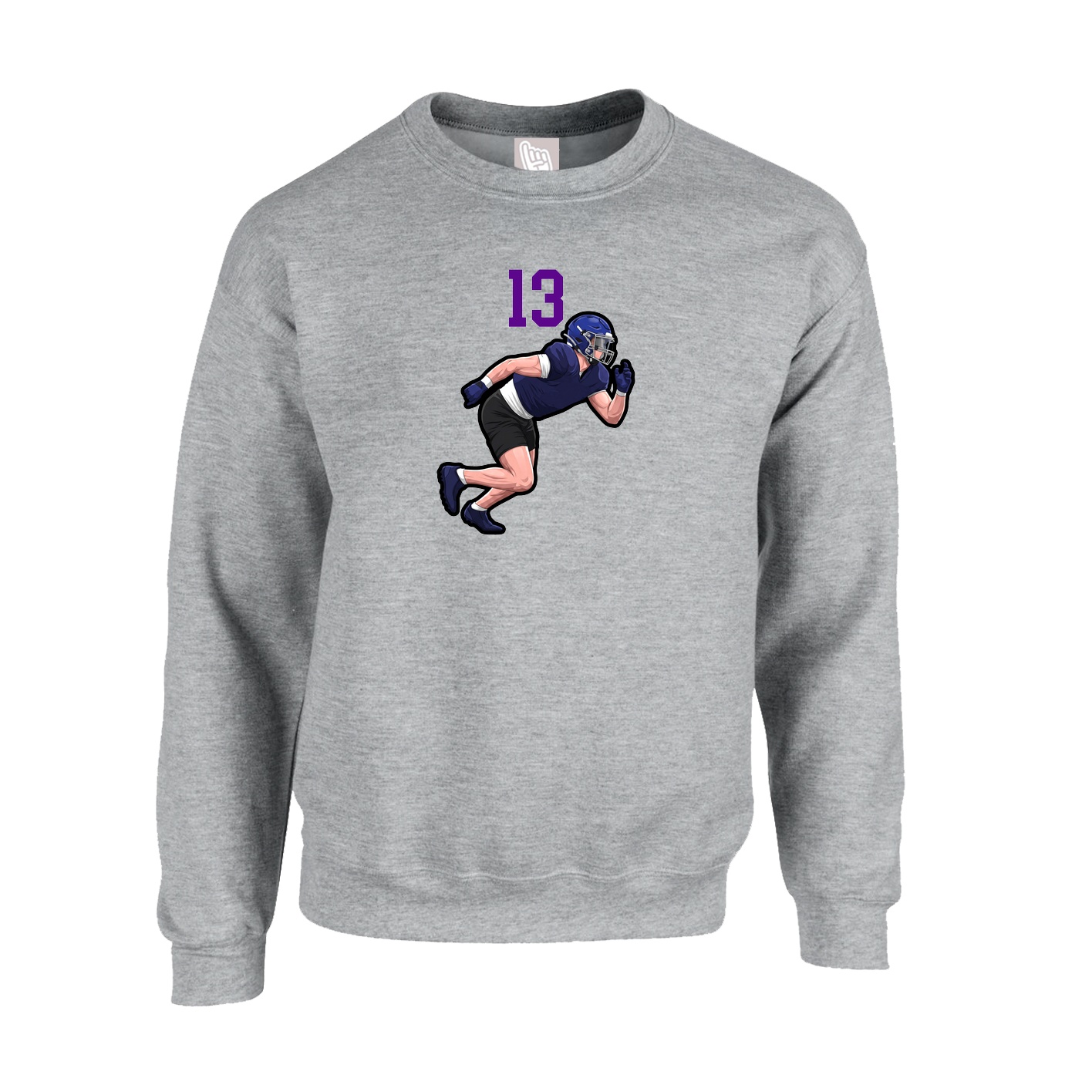 Fleece Crew — Number Top in Grey