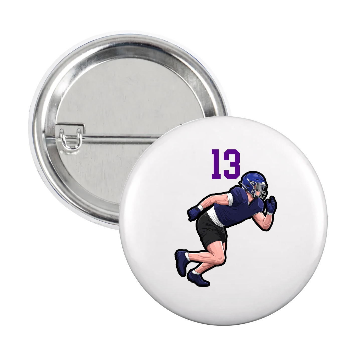 Game Day Button — Number Top in White