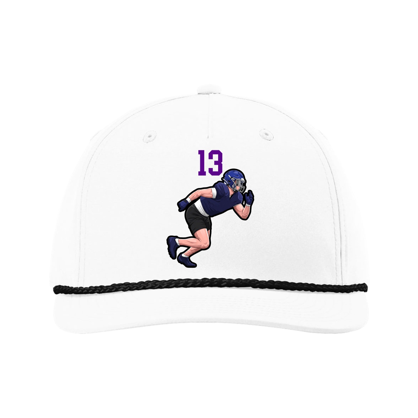 Five-Panel Classic Rope Cap — Number Top in White