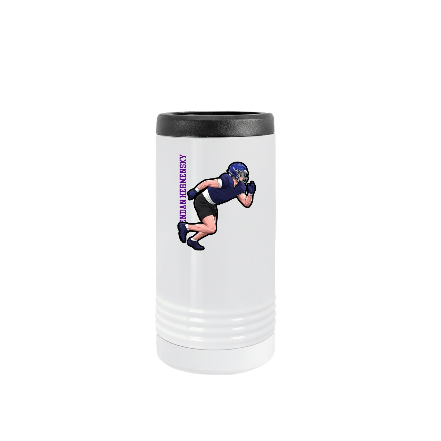 Slim Beverage Holder — Name Vertical in White