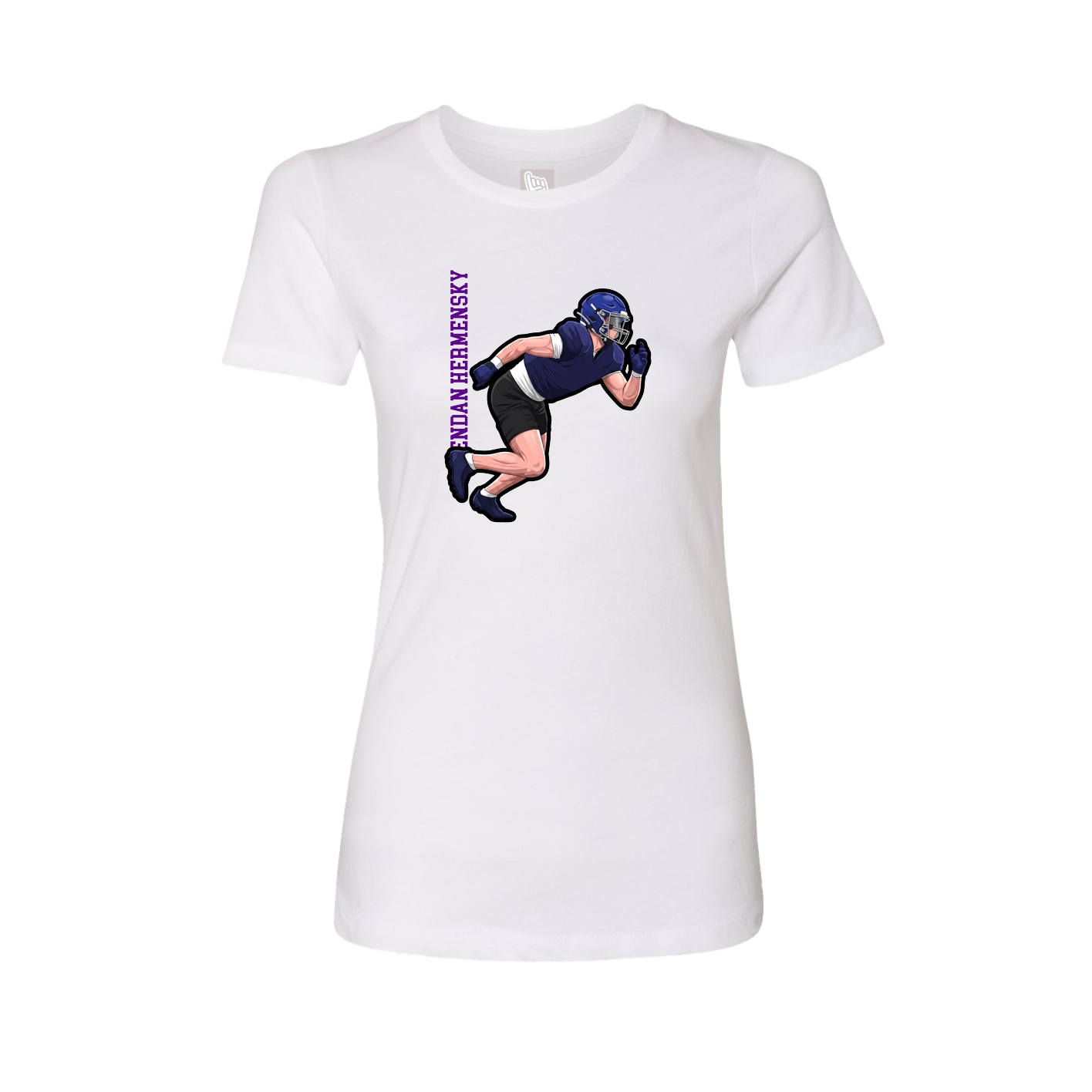 Fitted Women's Tee — Name Vertical in White