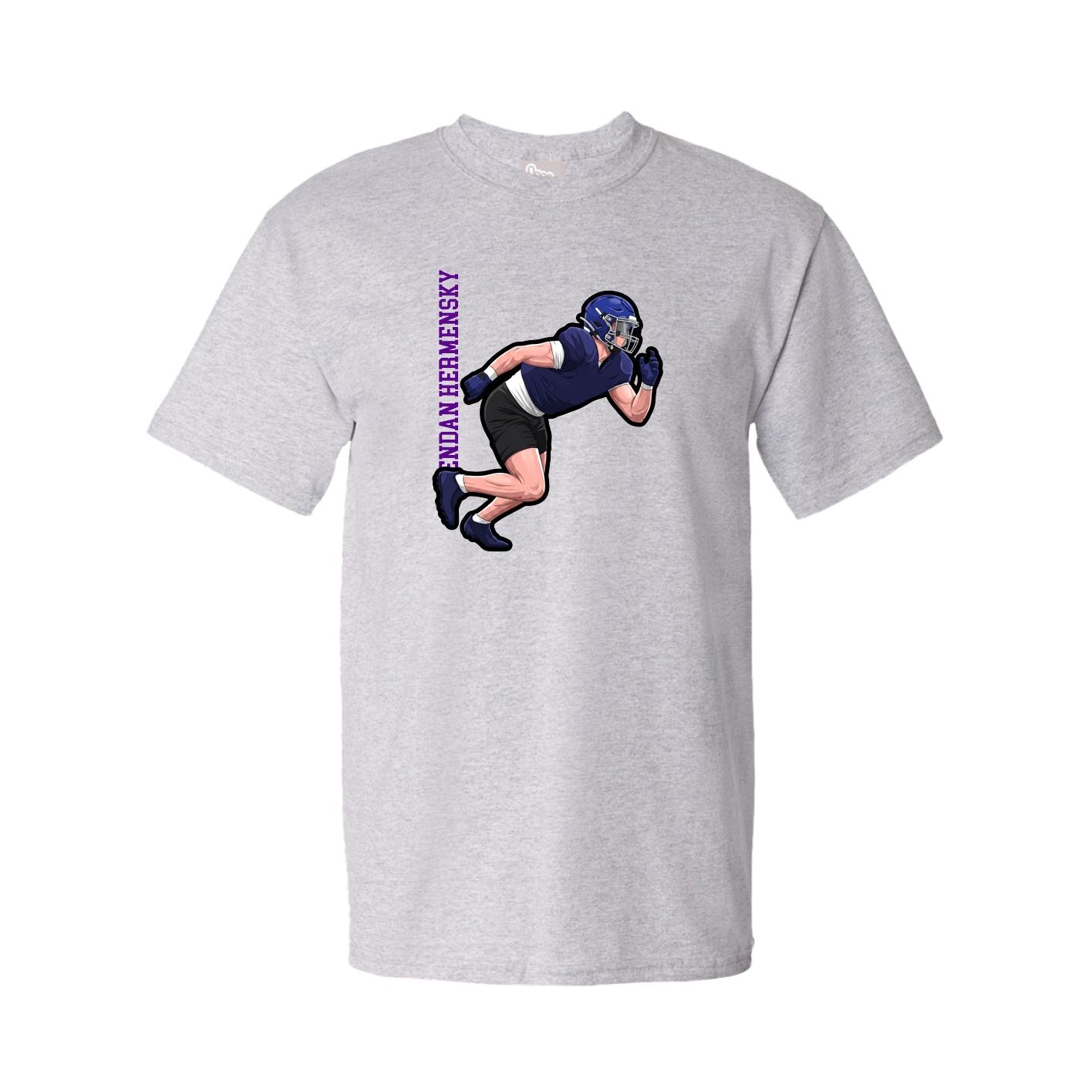 Youth Tee — Name Vertical in Grey