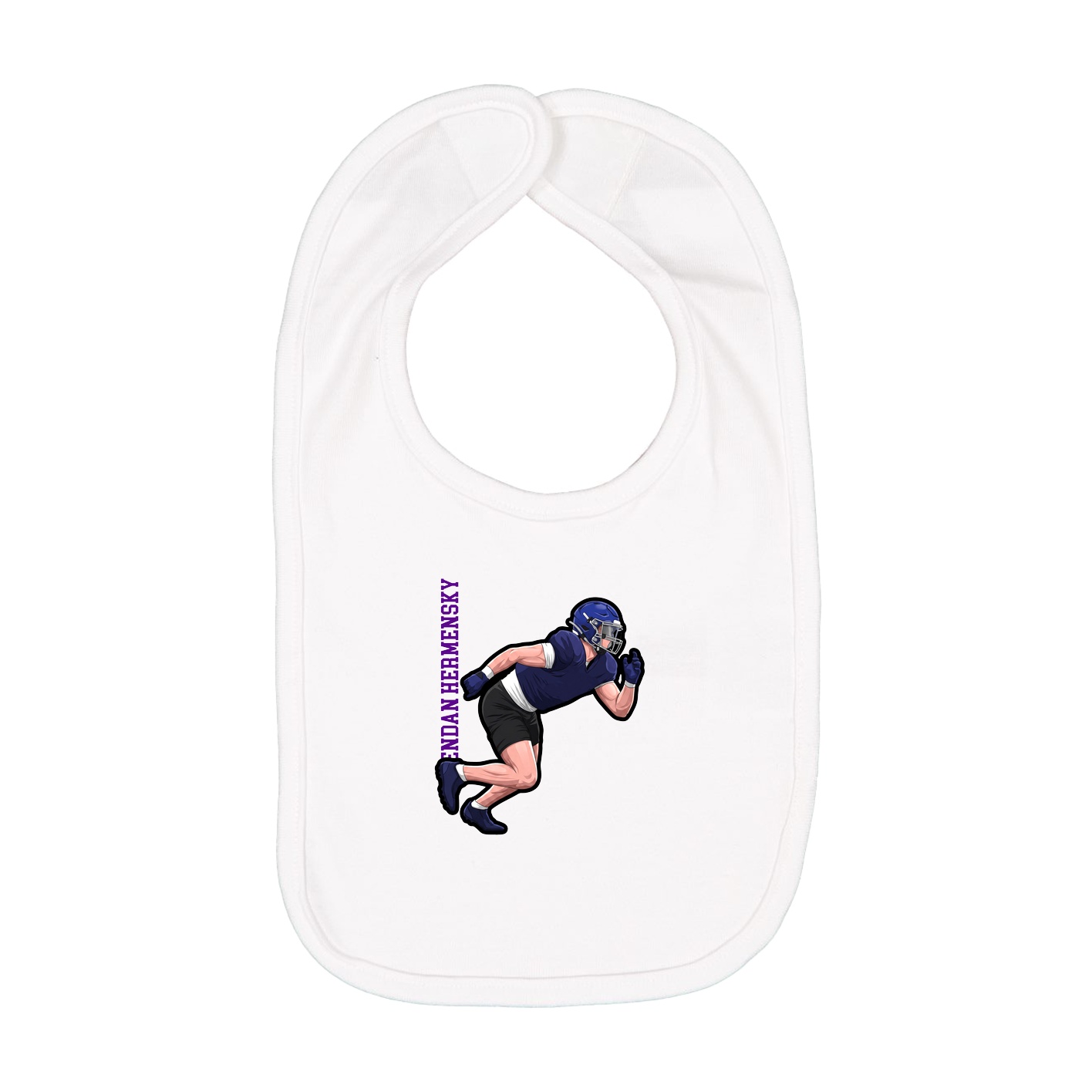 Infant Bib — Name Vertical in White