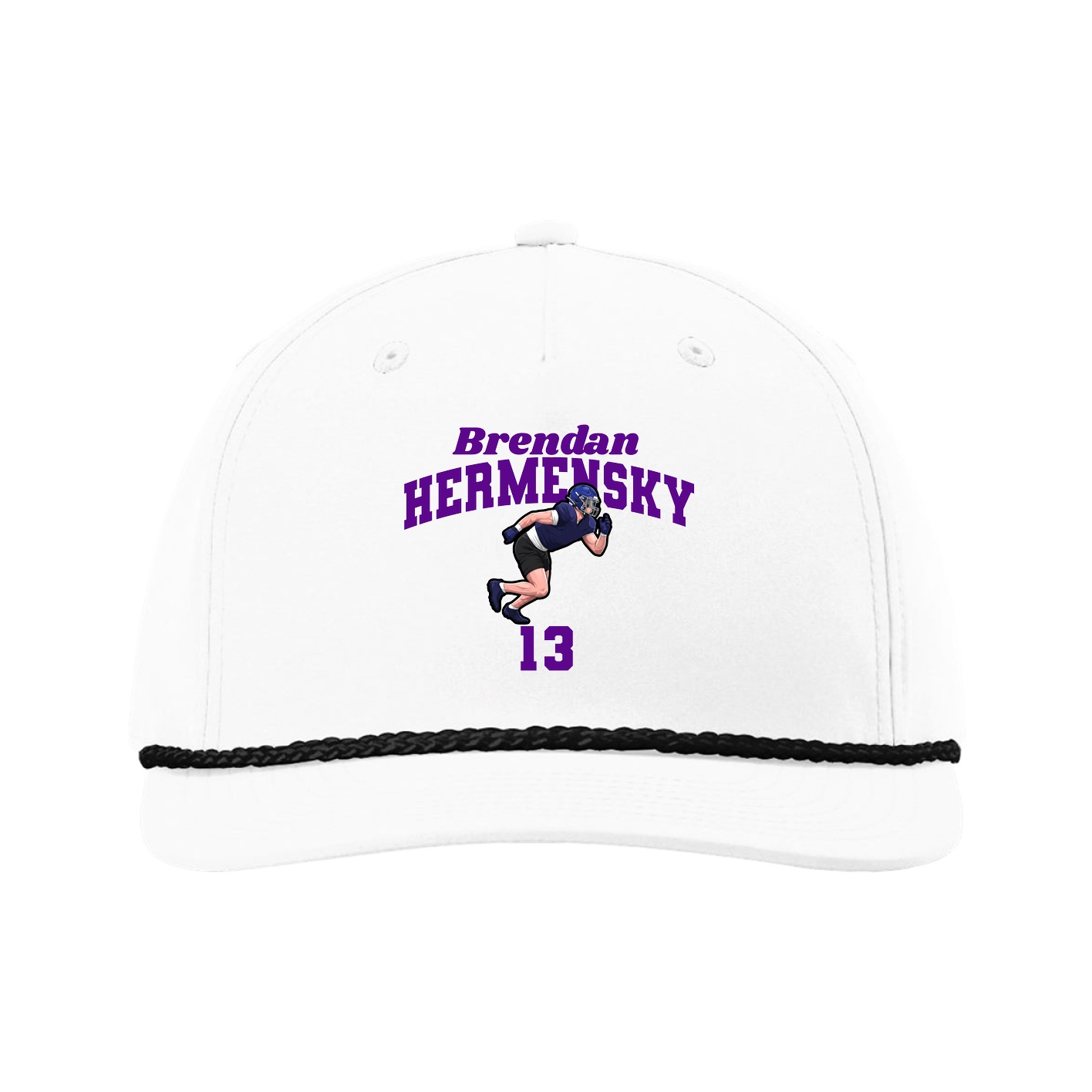 Five-Panel Classic Rope Cap — Signature Arch in White