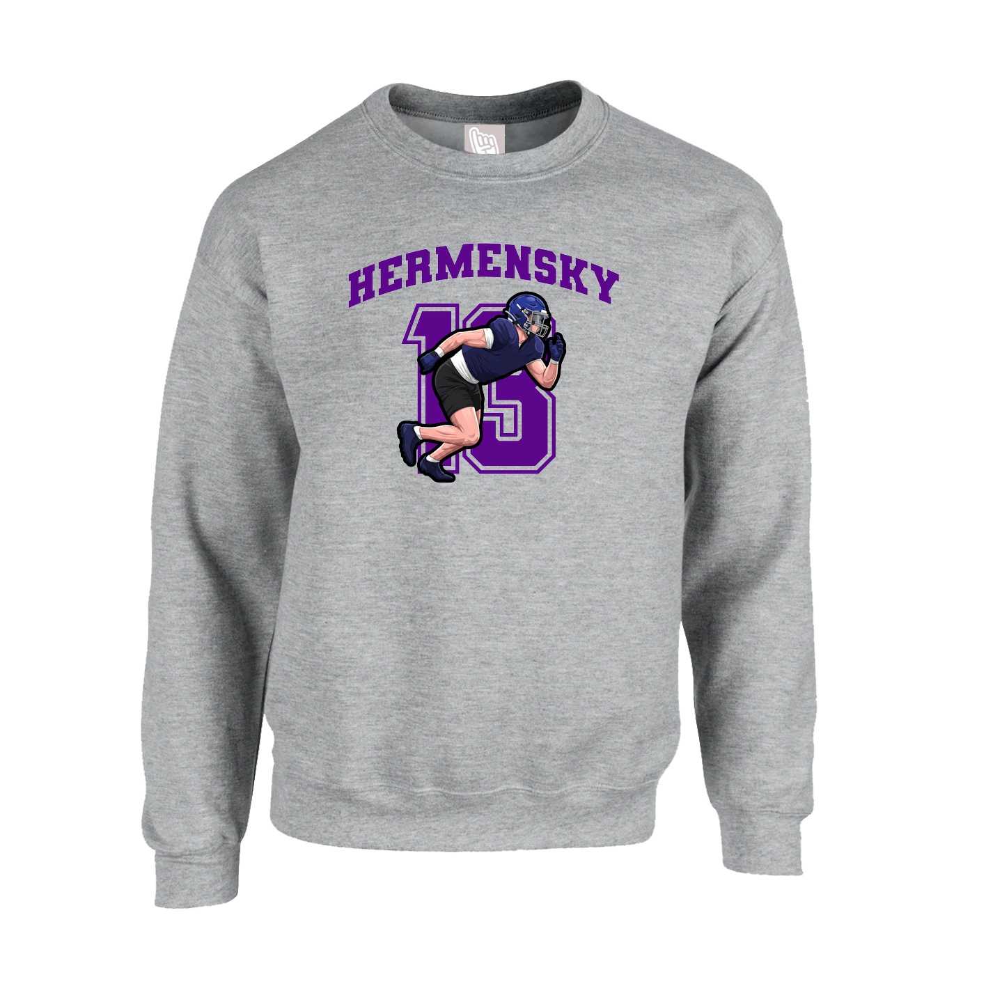 Fleece Crew — Number in Grey