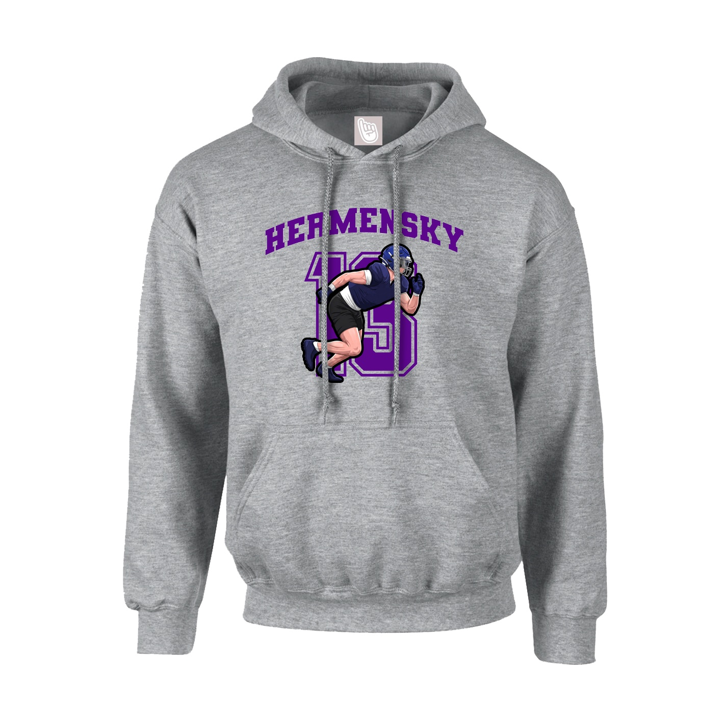 Youth Hoodie — Number in Grey