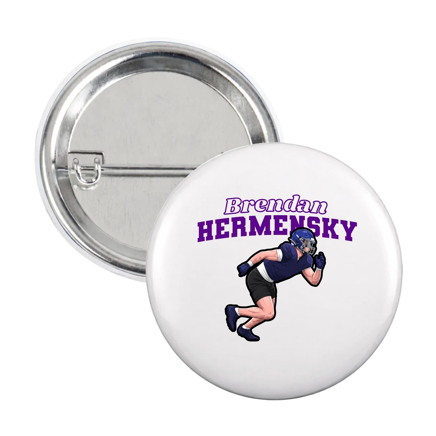 Game Day Button — Name Arch in White